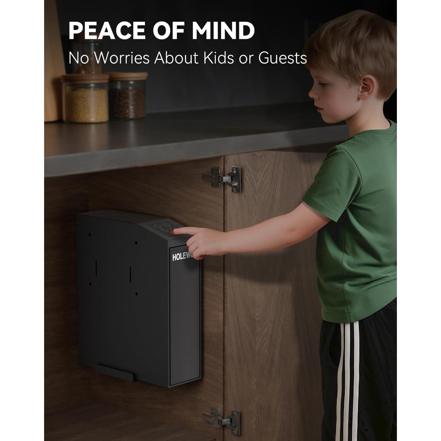 Caja Fuerte Biométrica HOLEWOR para Pistolas con Luz LED