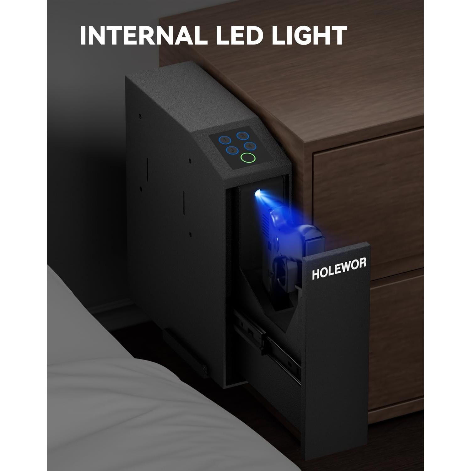 Caja Fuerte Biométrica HOLEWOR para Pistolas con Luz LED