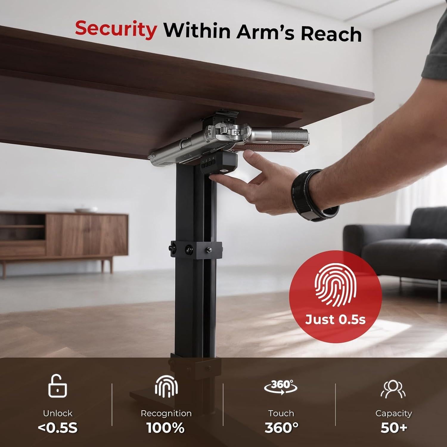 Soporte de Pared para Armas ONNAIS GL-001 Biométrico Negro