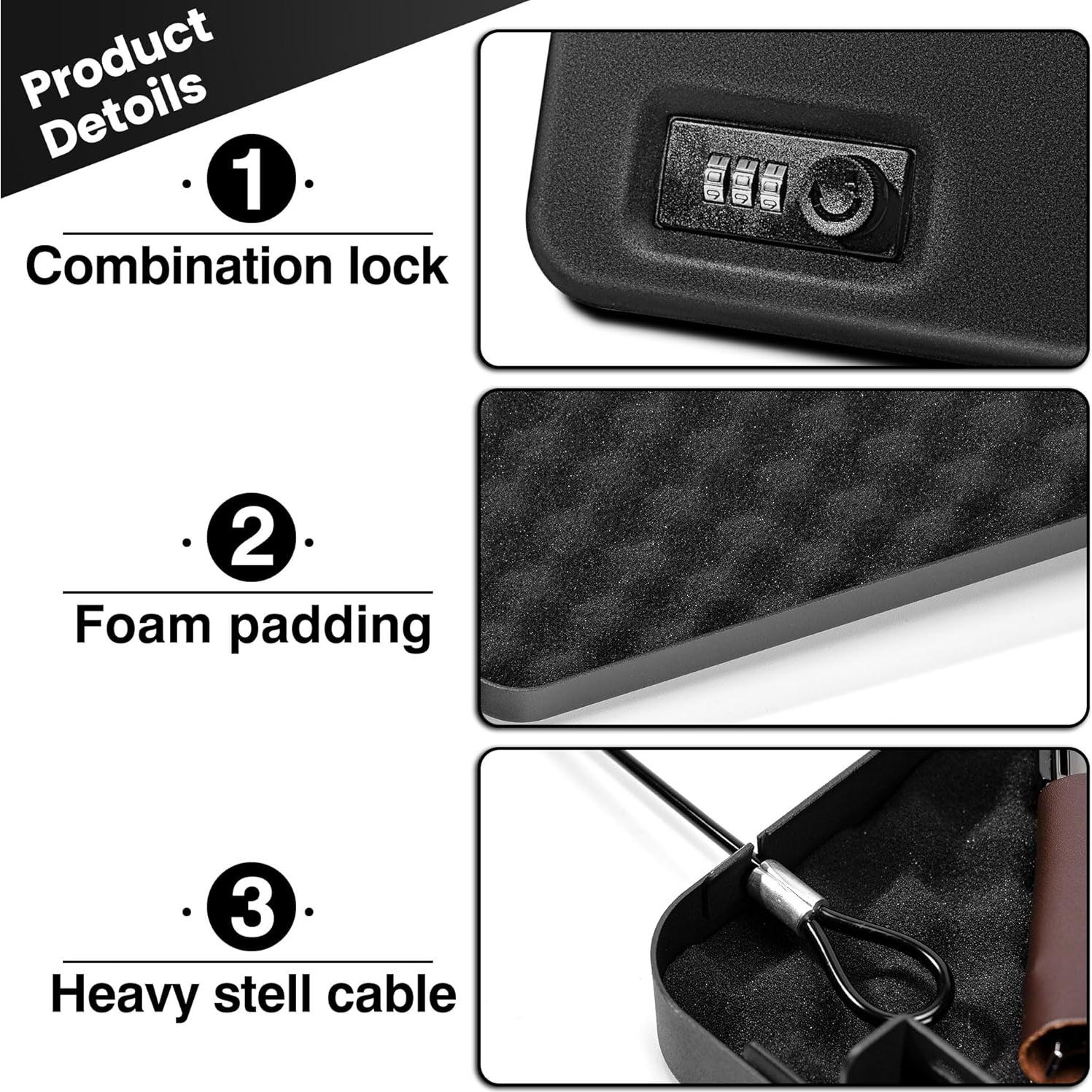 Caja Fuerte Portátil Sgorlds para Pistola 23.9x16.8cm Negra