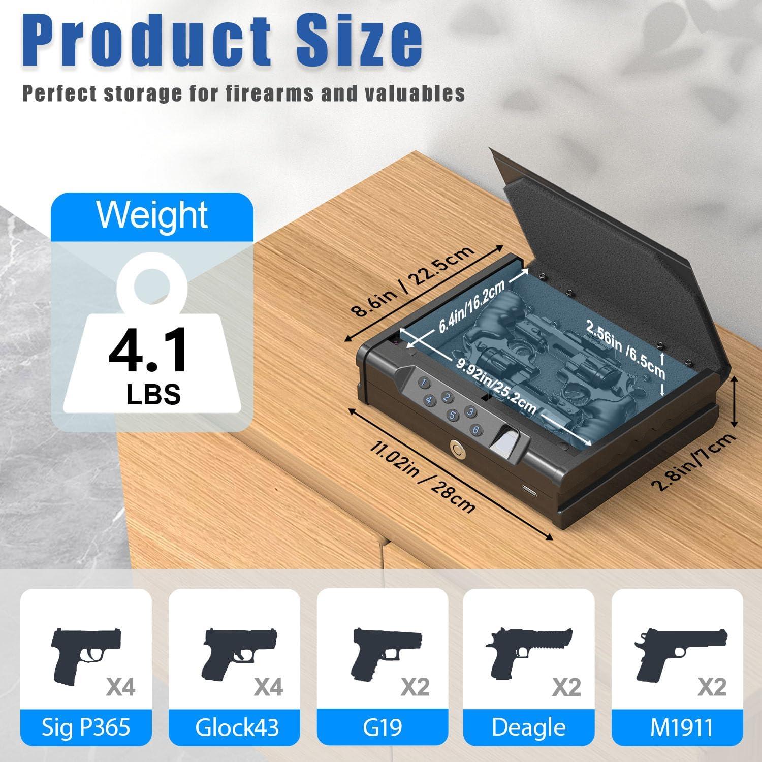 Caja Fuerte Biométrica Teentan para 2 Pistolas - Acceso Rápido