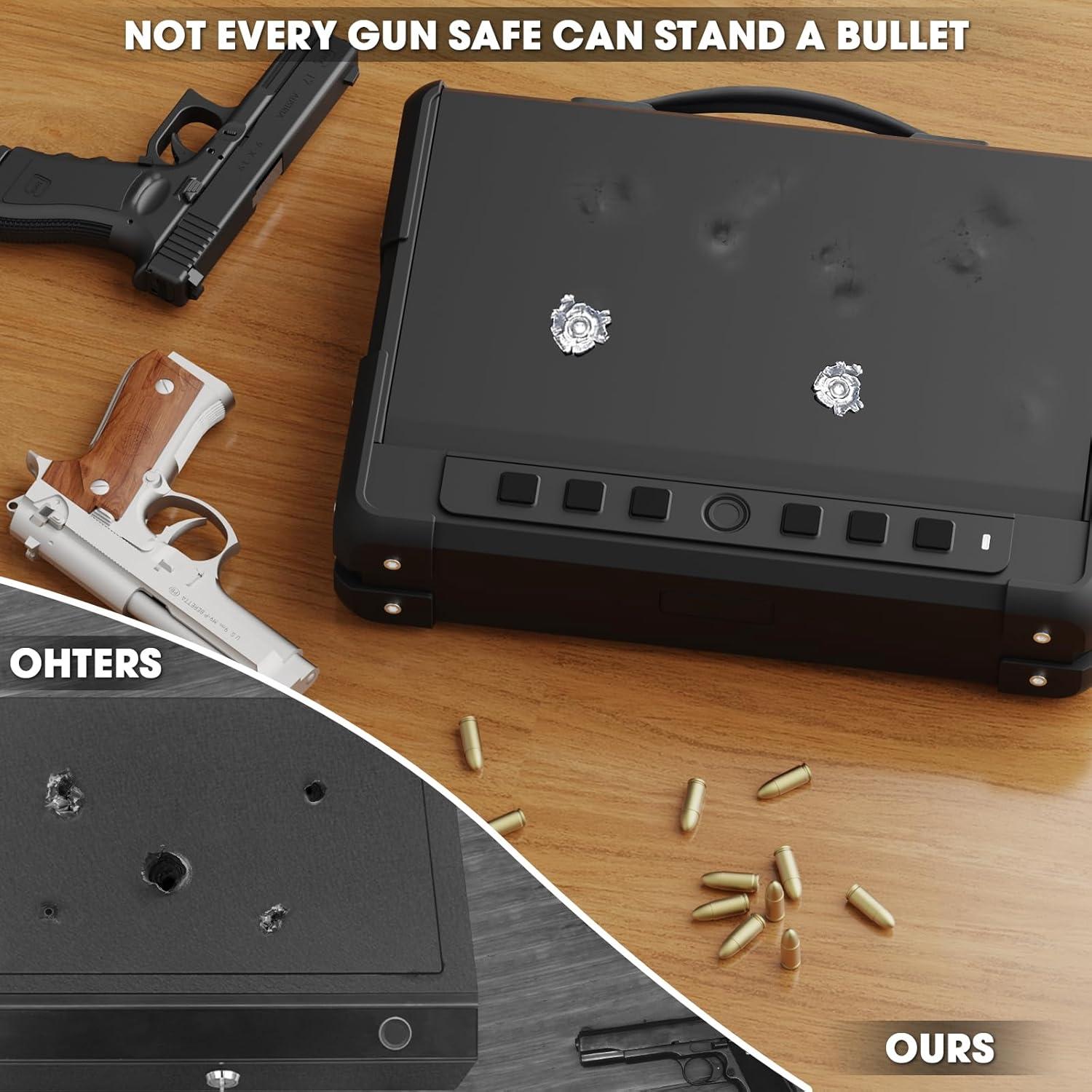 Caja Fuerte Biométrica GUVELI para 3-4 Pistolas, 7.26 kg