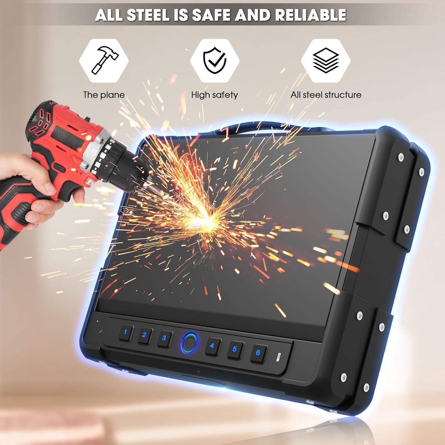 Caja Fuerte Biométrica GUVELI para 3-4 Pistolas, 7.26 kg