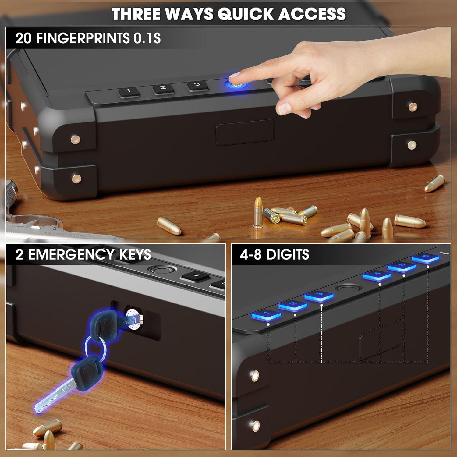 Caja Fuerte Biométrica GUVELI para 3-4 Pistolas, 7.26 kg