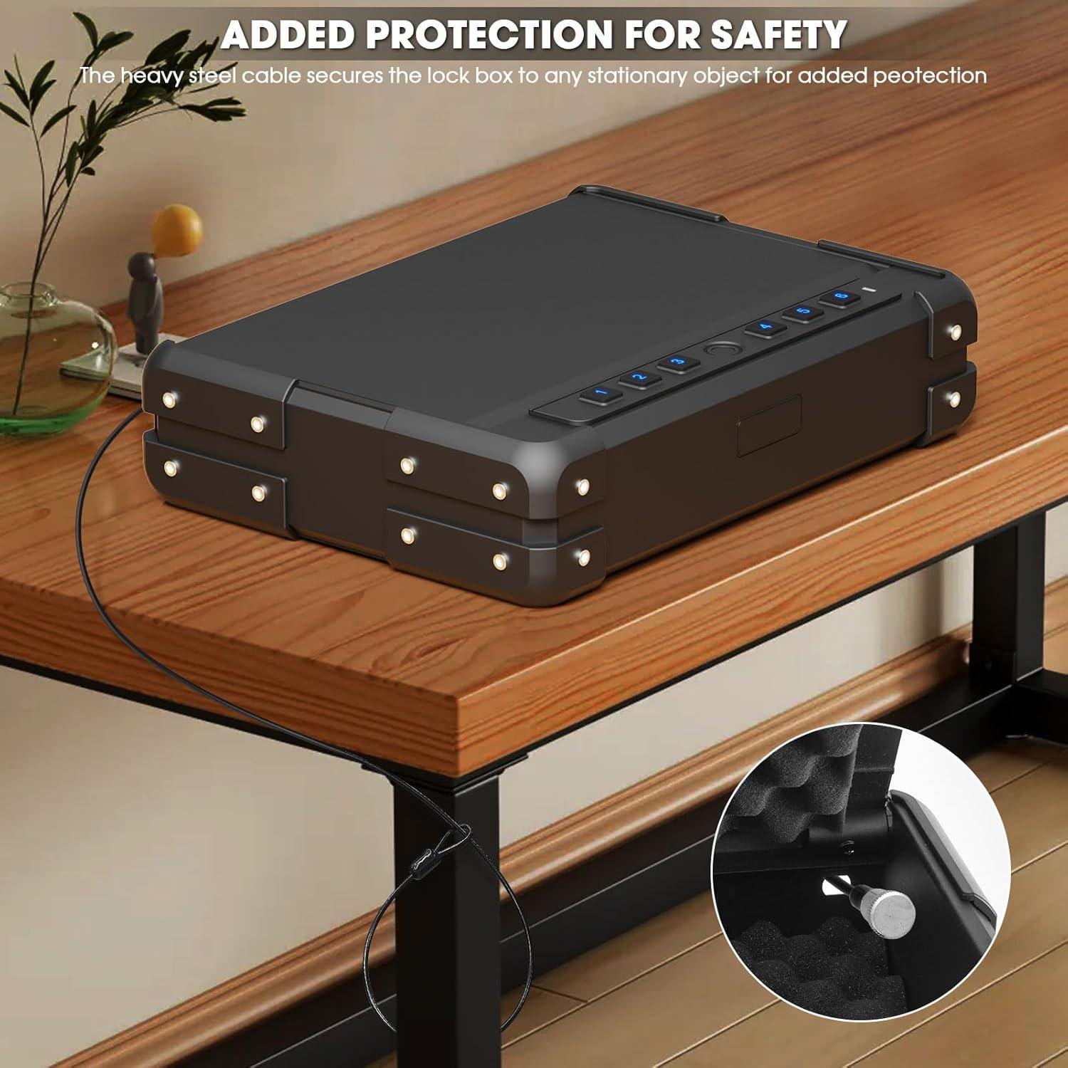 Caja Fuerte Biométrica GUVELI para 3-4 Pistolas, 7.26 kg