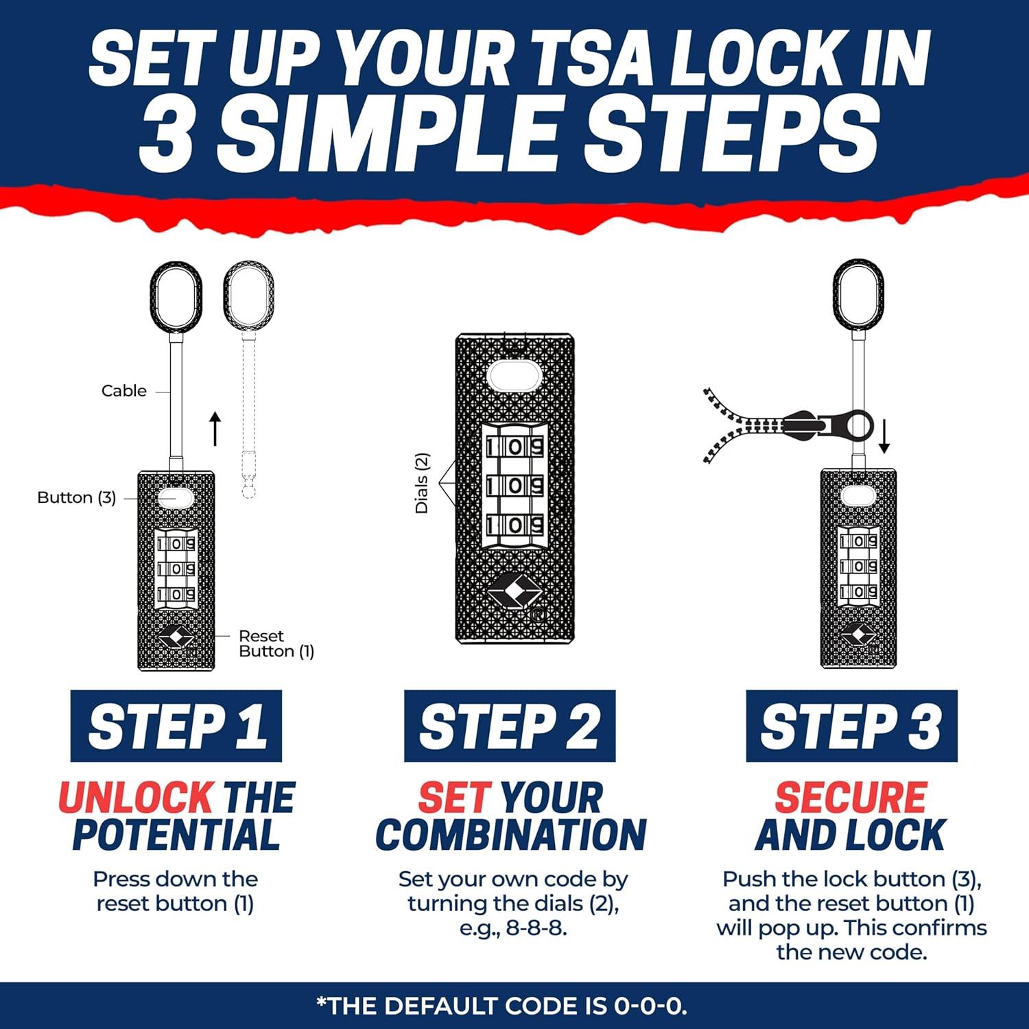 Candado de Combinación TSA Cedar Mill ZipLock Negro 81.9g
