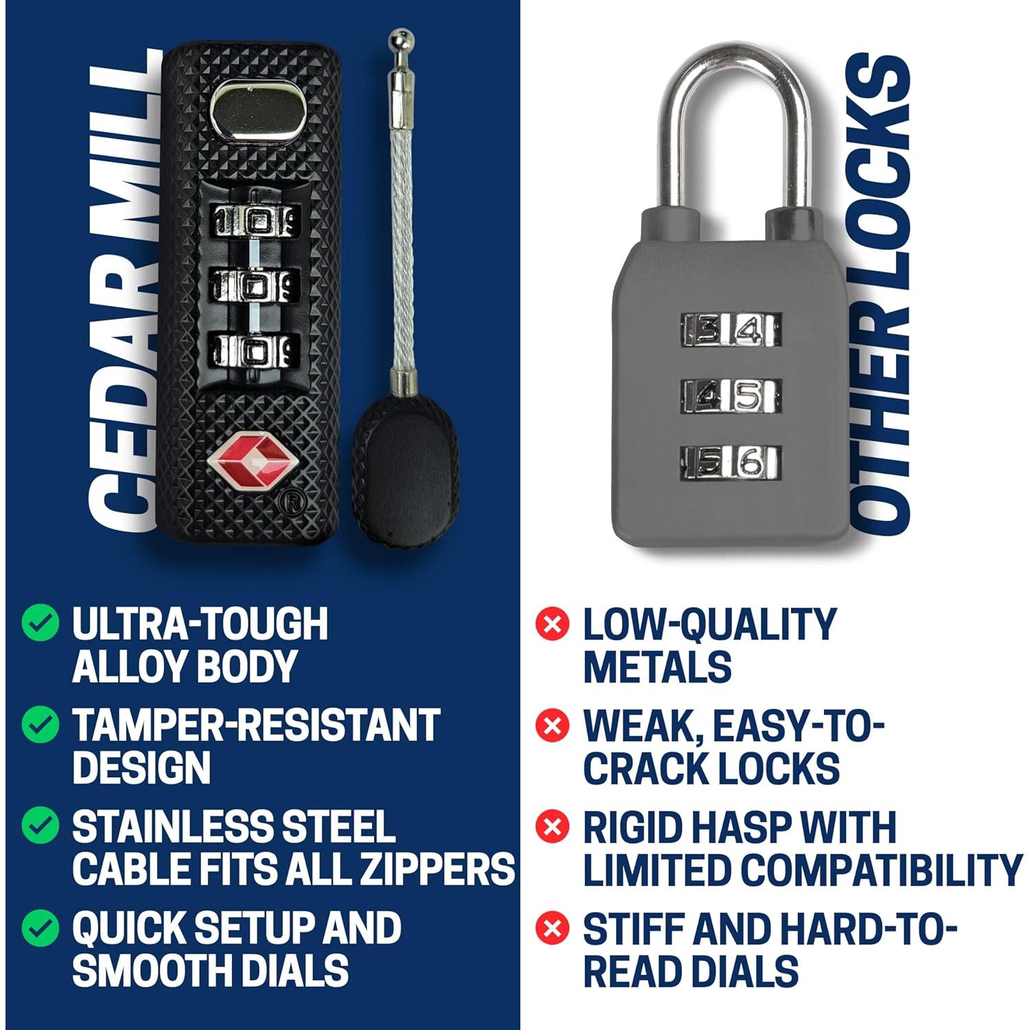 Candado de Combinación TSA Cedar Mill ZipLock Negro 81.9g