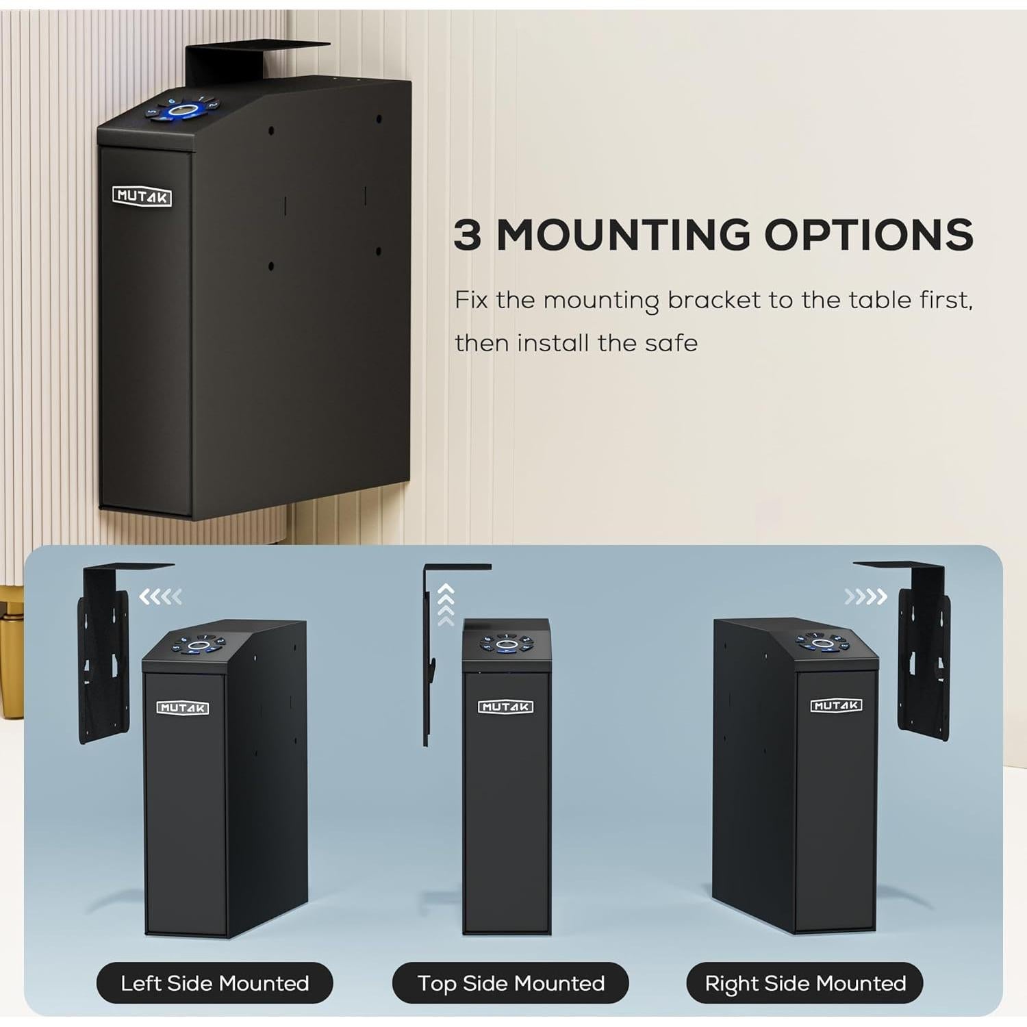 Caja Fuerte Biométrica Mutak para Pistola - 4 Métodos de Acceso