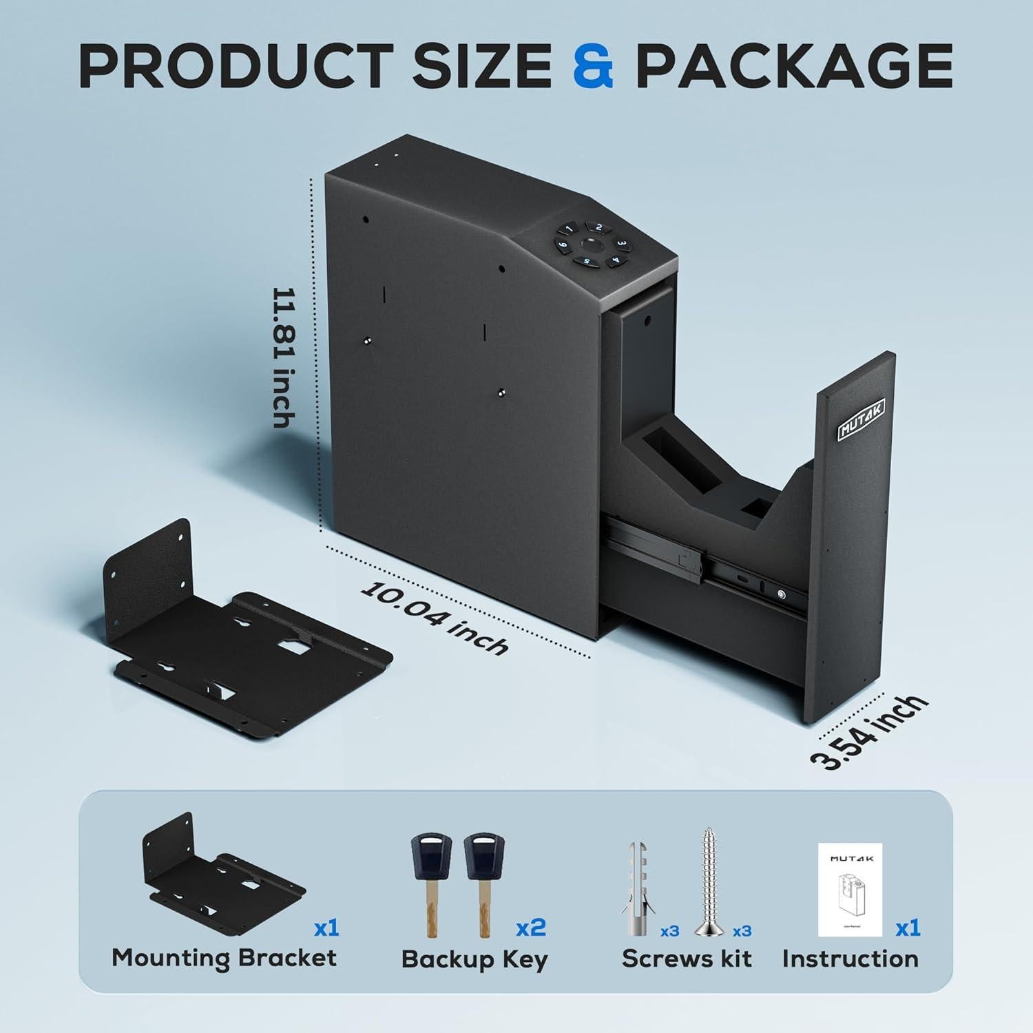 Caja Fuerte Biométrica Mutak para Pistola - 4 Métodos de Acceso