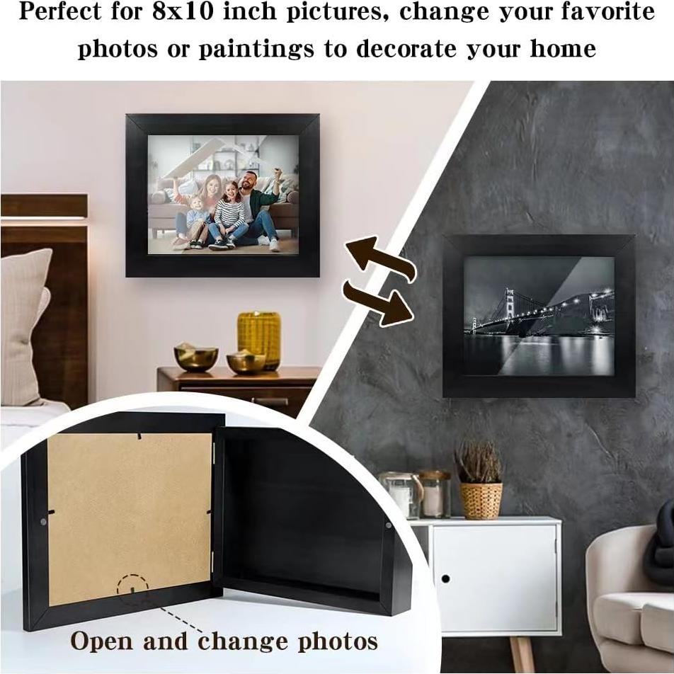 Caja de Seguridad Oculta para Pistolas Homvle - Marco de Madera Negro