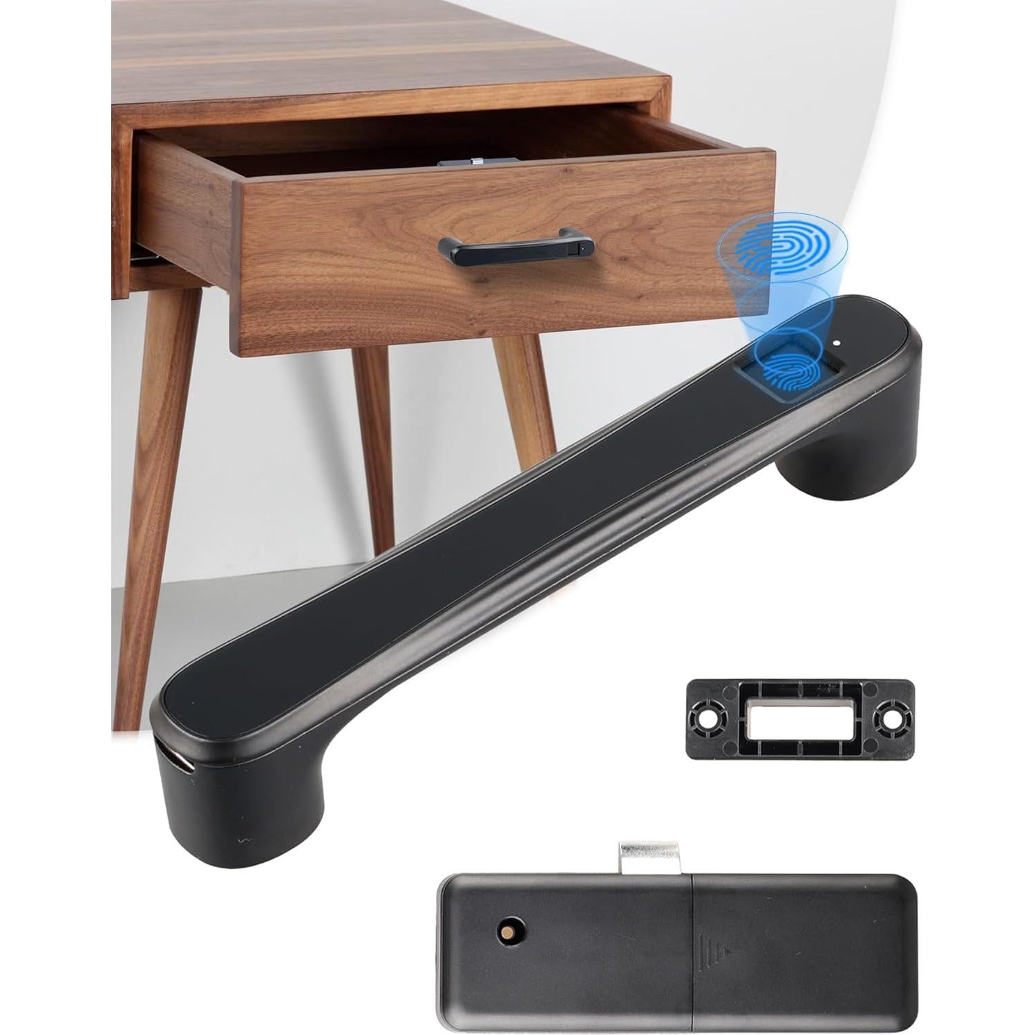 Cerradura Biométrica ZRD para Cajón Negro Mate con Huella Dactilar