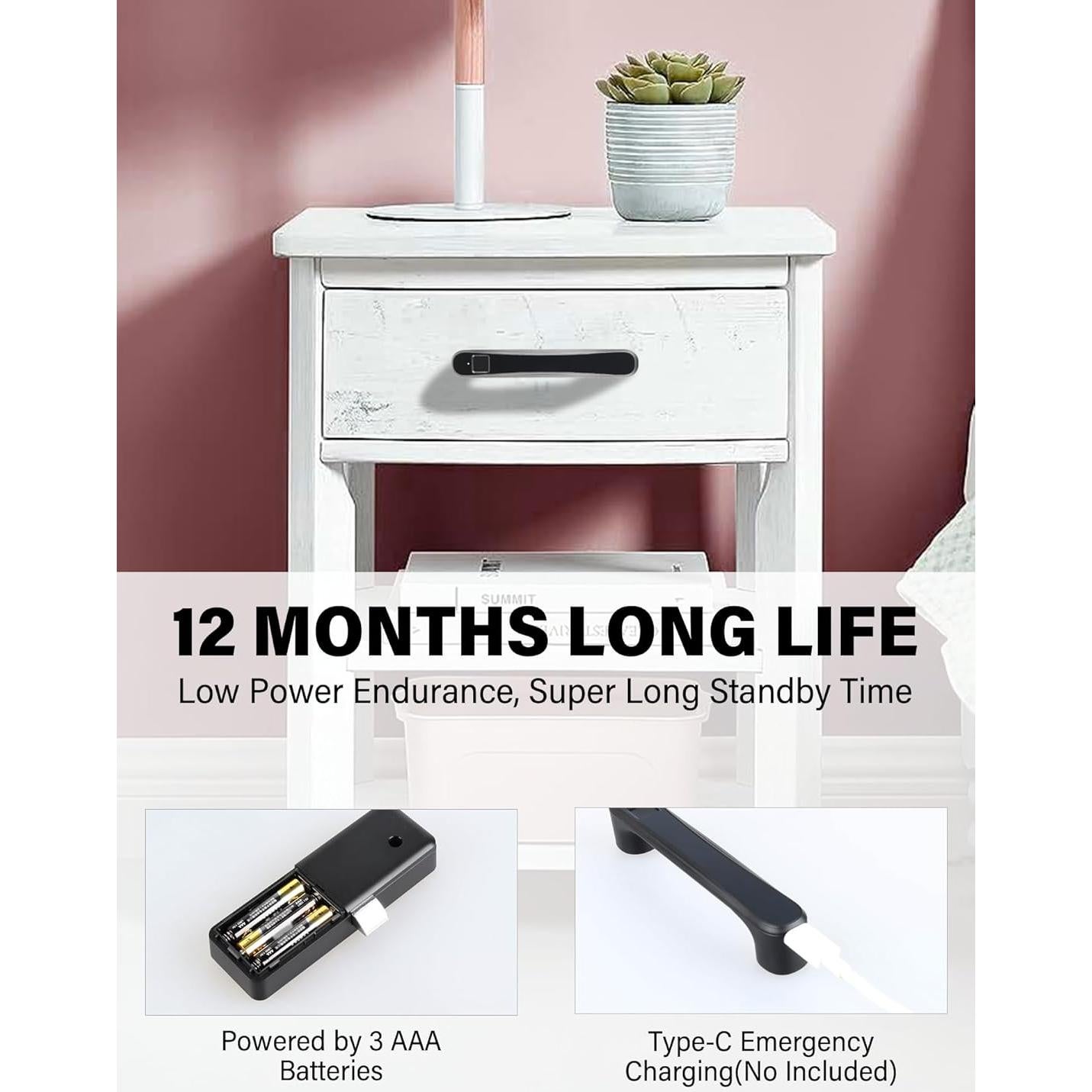 Cerradura Biométrica ZRD para Cajón Negro Mate con Huella Dactilar