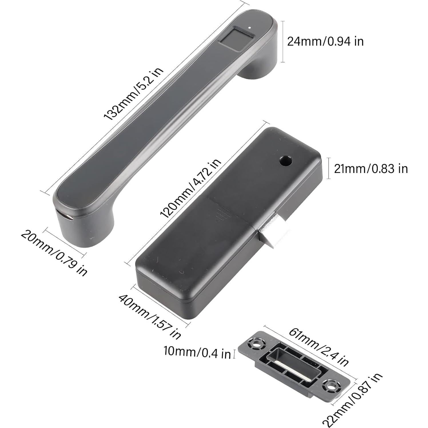 Cerradura Biométrica ZRD para Cajón Negro Mate con Huella Dactilar