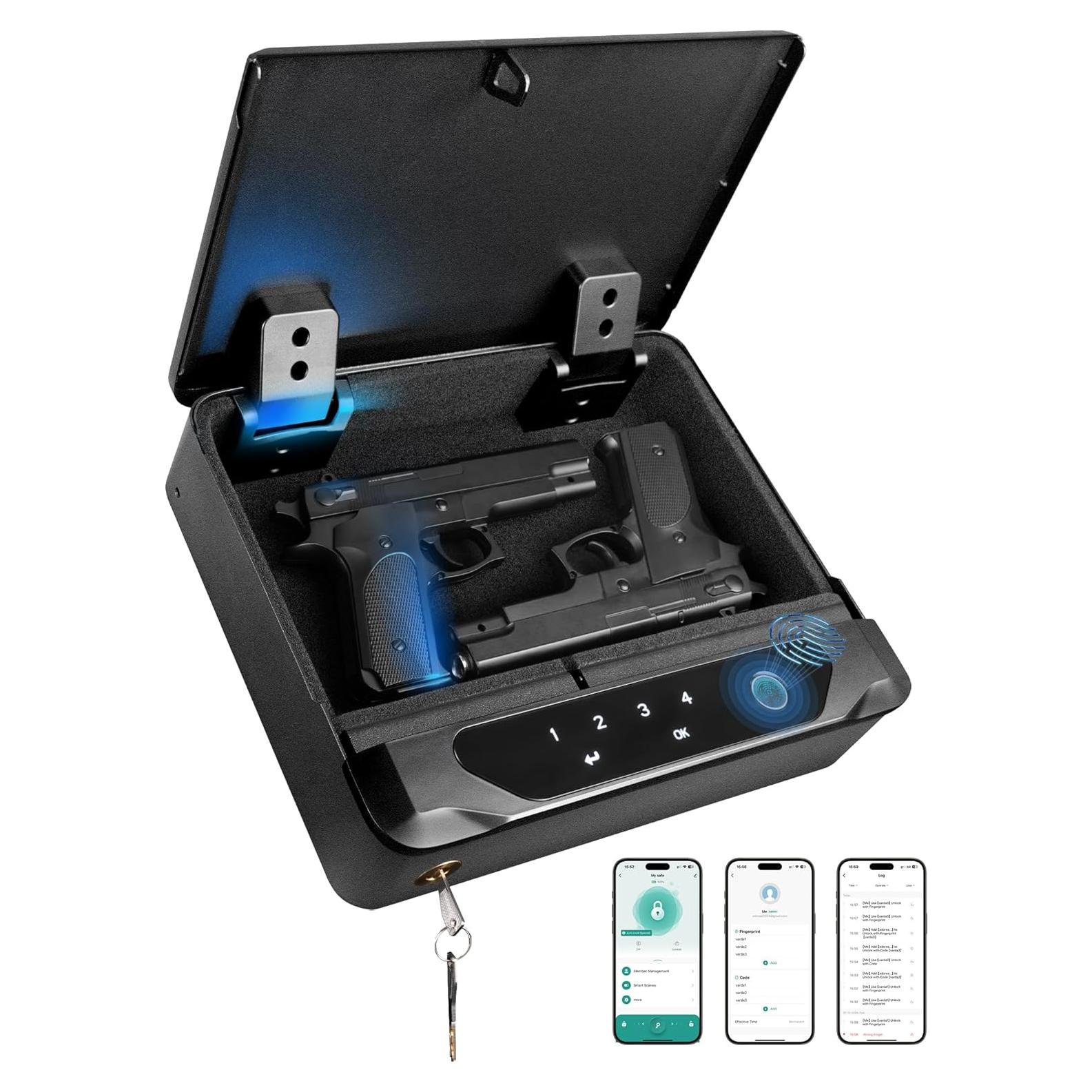 Caja Fuerte Biométrica Adoreal para 2 Pistolas con Huella Dactilar