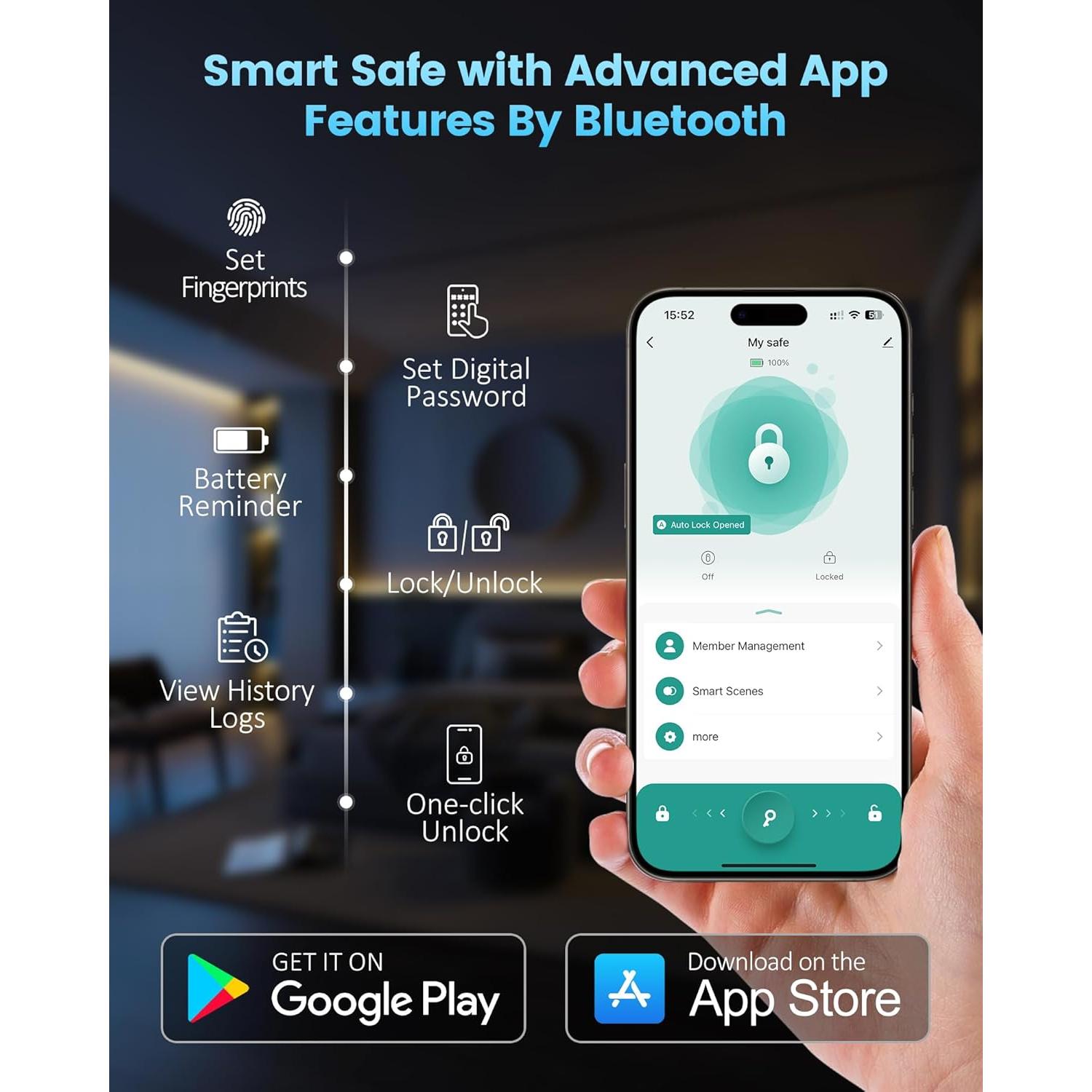 Caja Fuerte Biométrica Adoreal para 2 Pistolas con Huella Dactilar