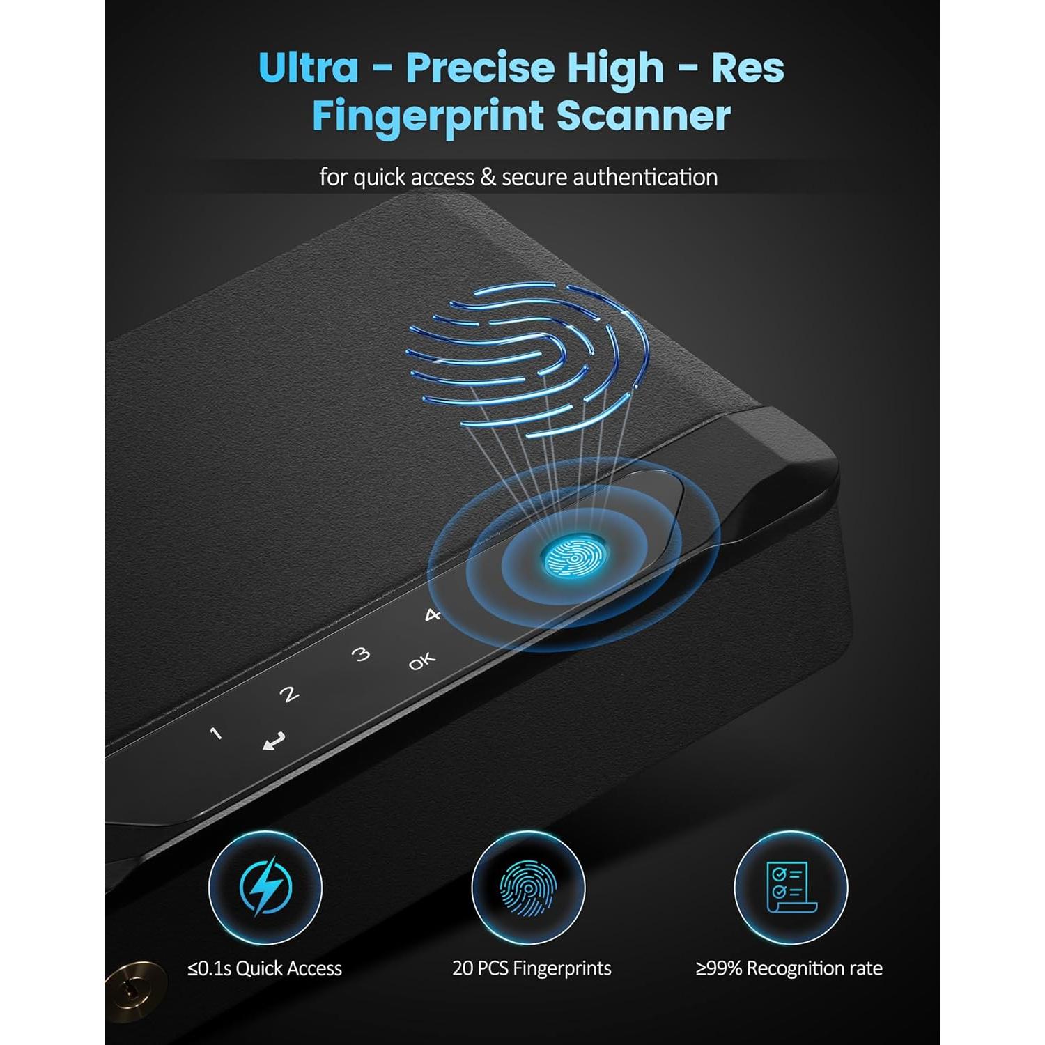 Caja Fuerte Biométrica Adoreal para 2 Pistolas con Huella Dactilar