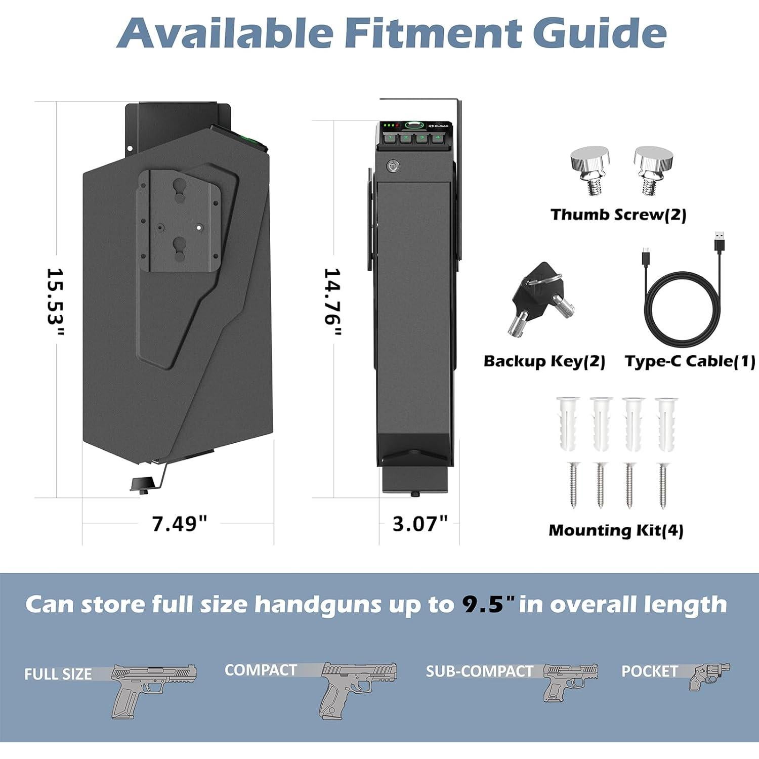 Caja Fuerte Biométrica Z ZLJUAN Montada 39.4x19cm