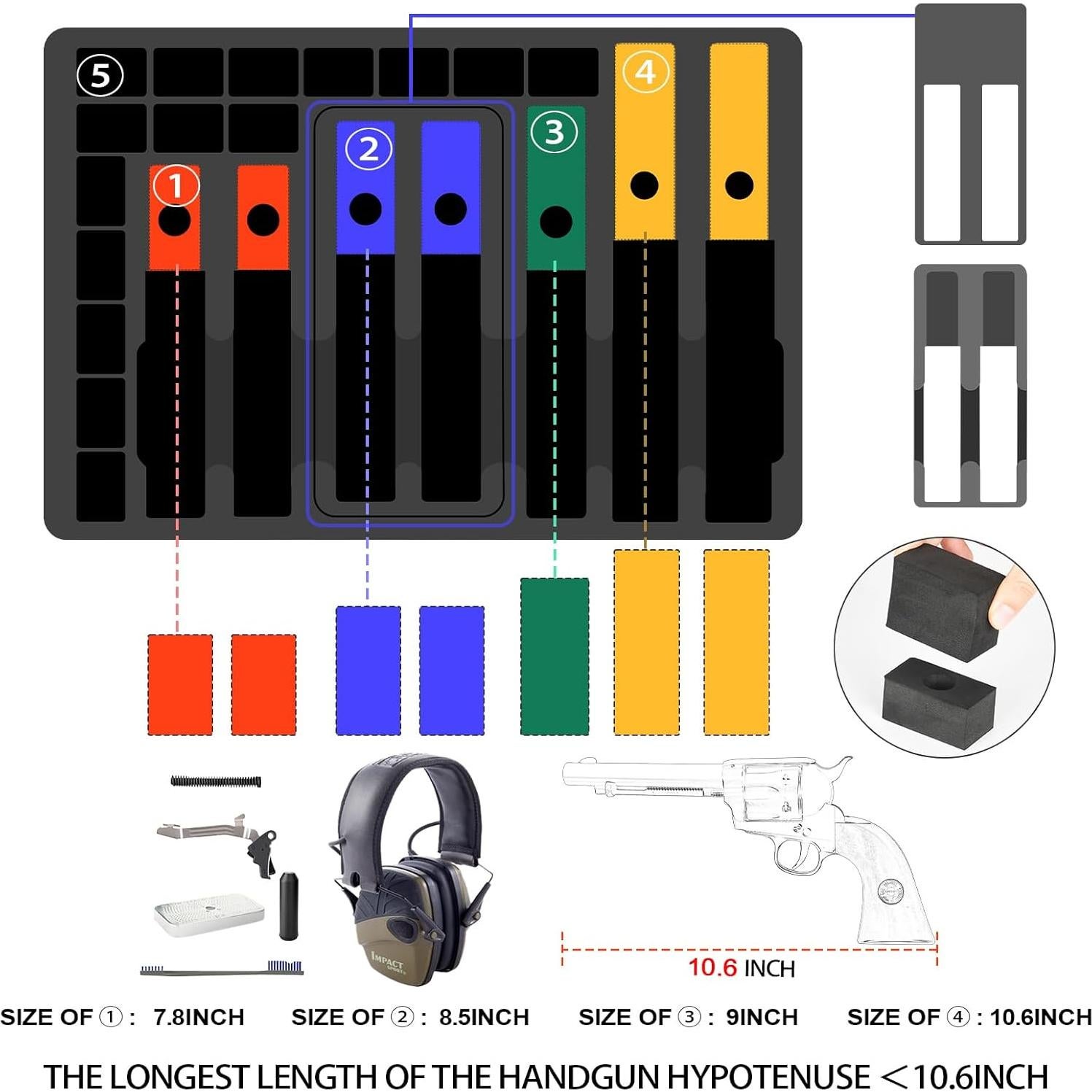 Caja de Pistola HOSOCASE para 7 Pistolas y 15 Cargadores