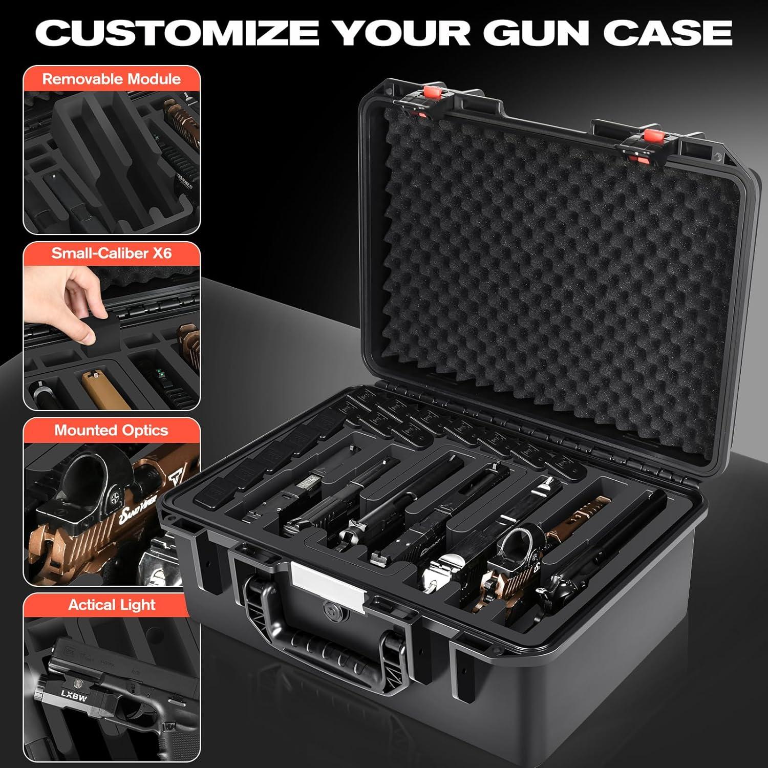 Caja de Pistola HOSOCASE para 7 Pistolas y 15 Cargadores