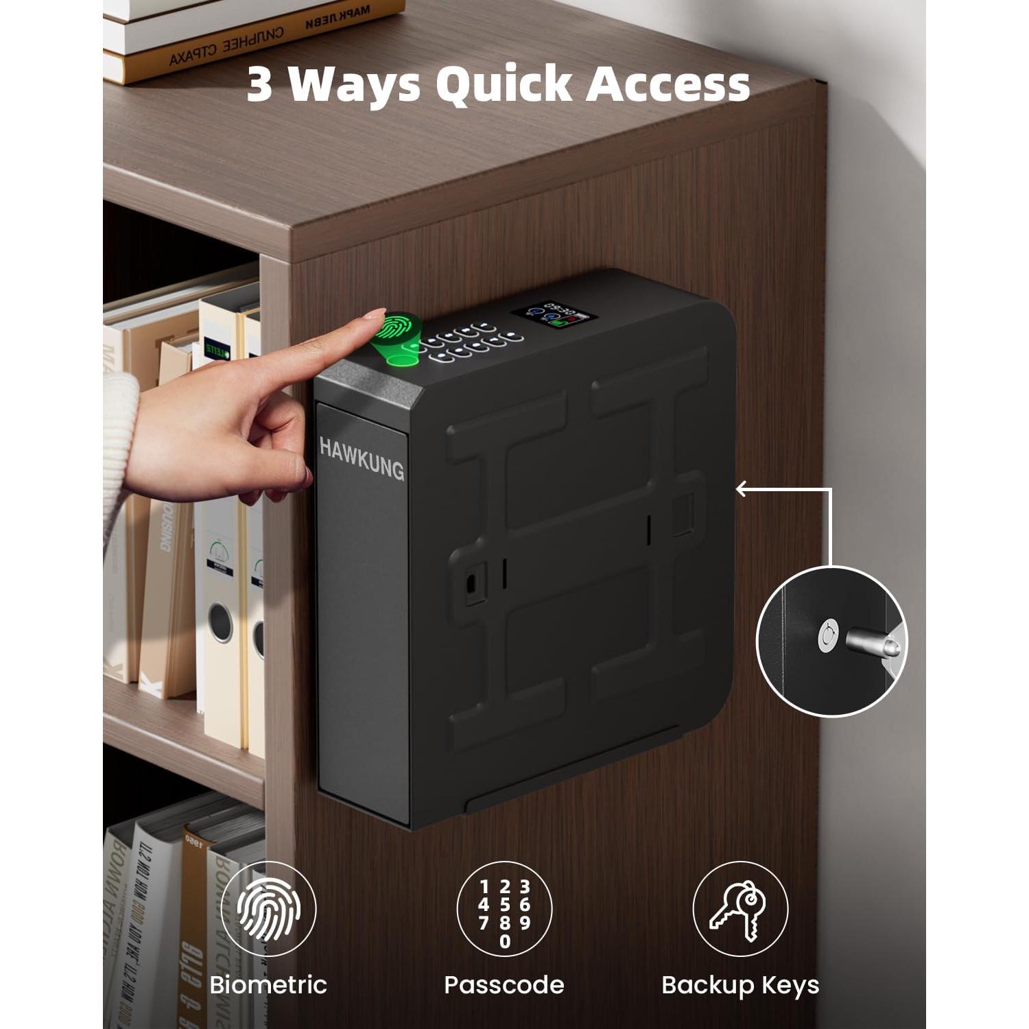 Caja Fuerte Biométrica HAWKUNG para Pistolas 30x30cm