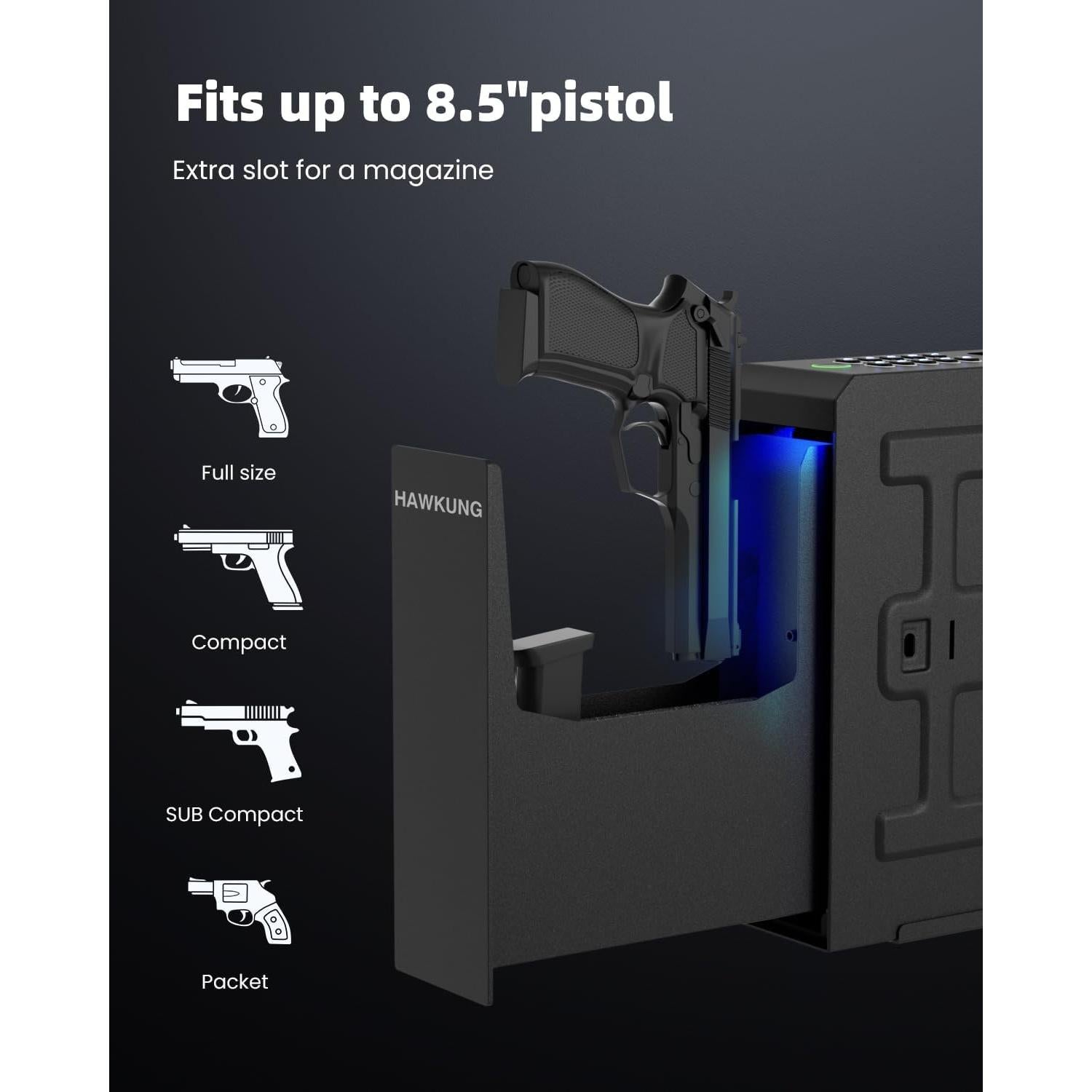 Caja Fuerte Biométrica HAWKUNG para Pistolas 30x30cm