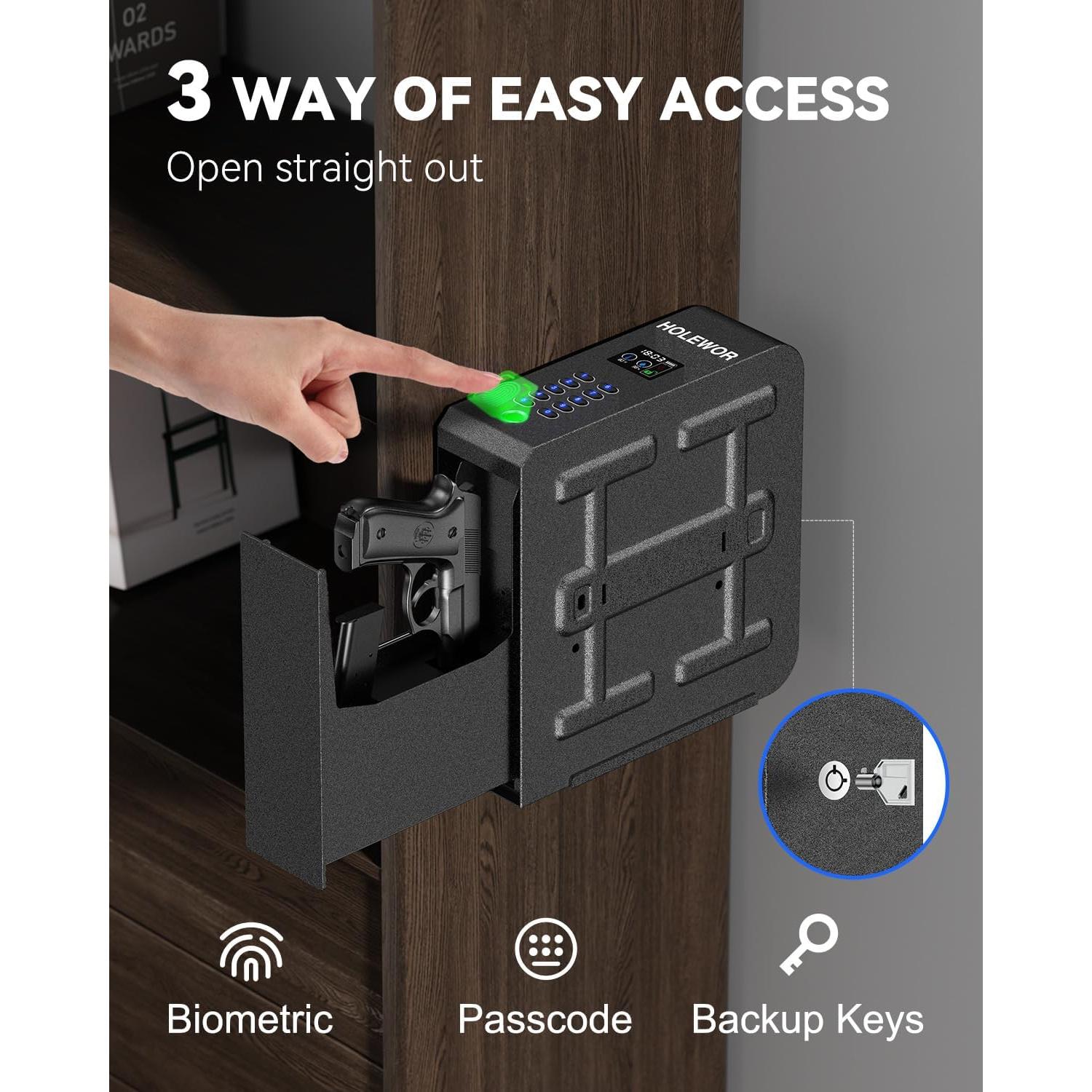 Caja Fuerte Biométrica HOLEWOR para Pistolas - Acceso Rápido