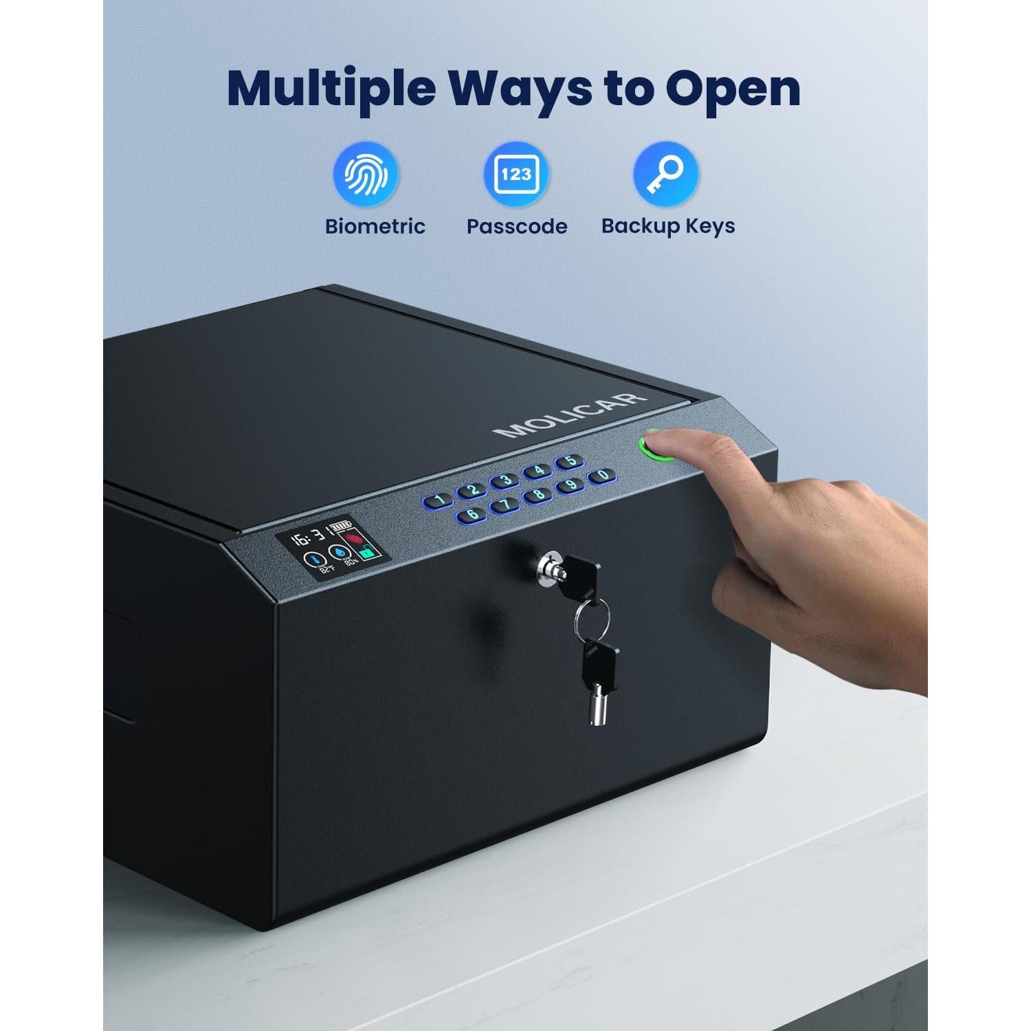 Caja Fuerte Biométrica MOLICAR para 4 Pistolas con LCD