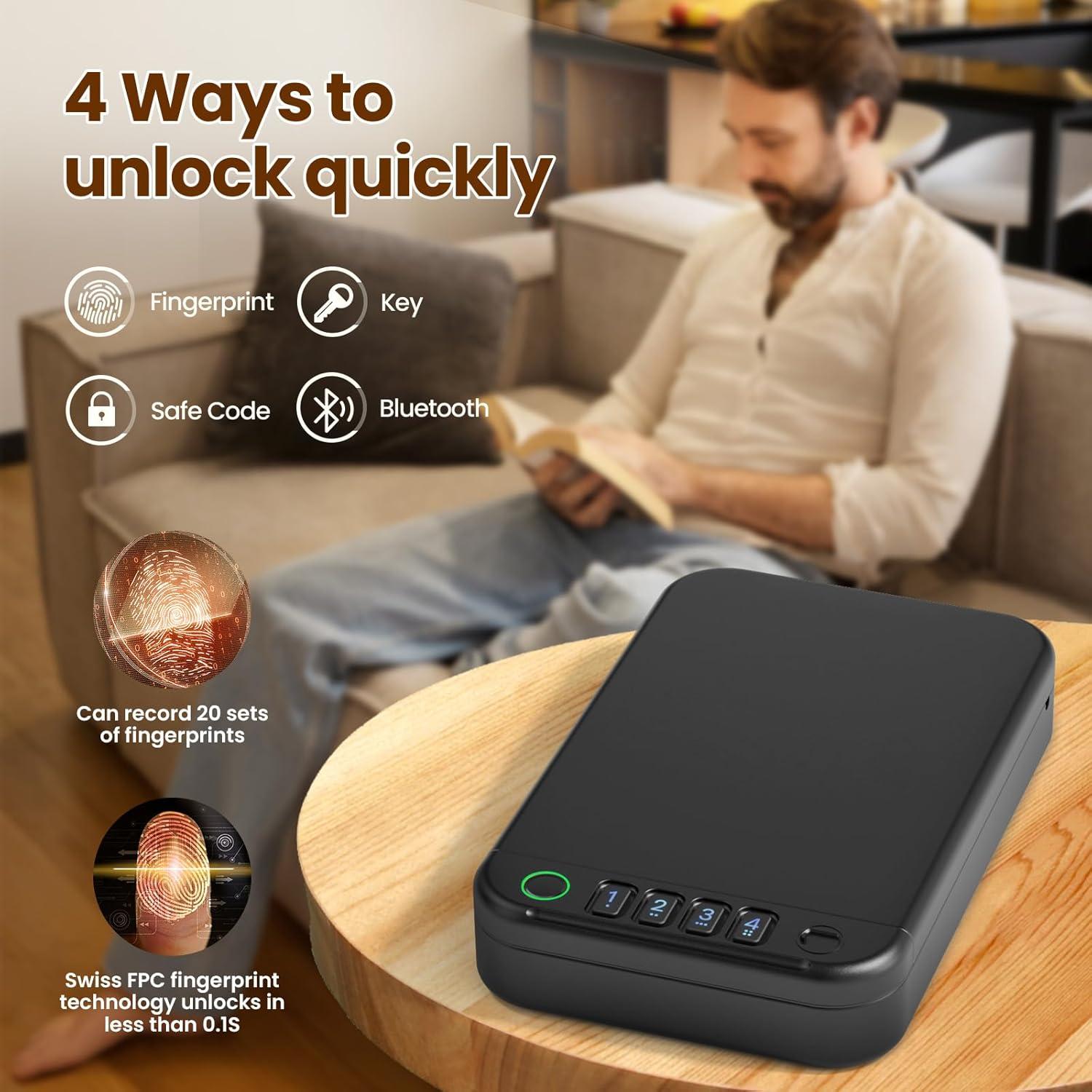 Caja Fuerte Biométrica Portátil XGUNXBOX para Armas 28.2x18cm