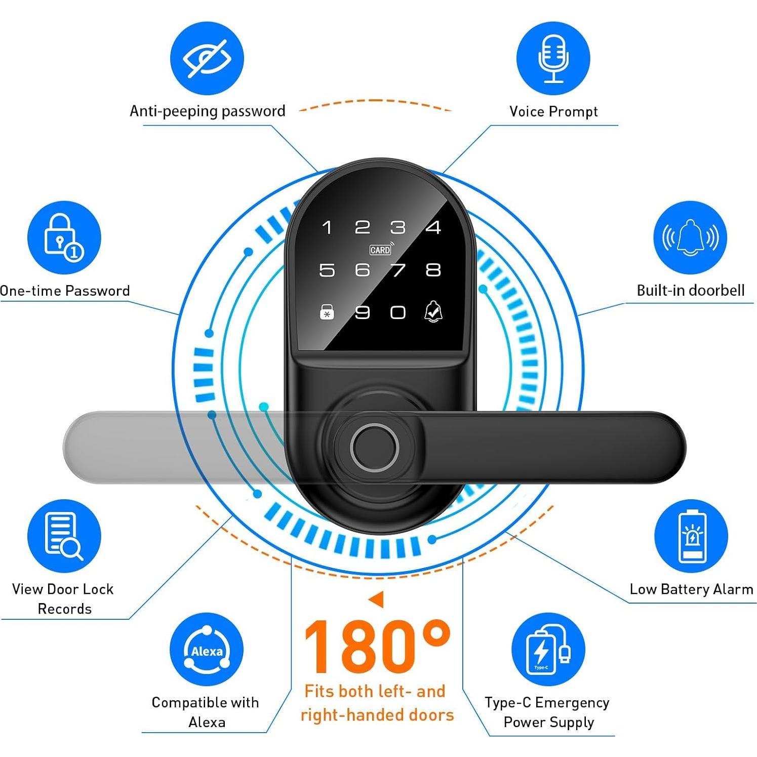 Cerradura Digital Biométrica Bog Fang B006 con Control Remoto