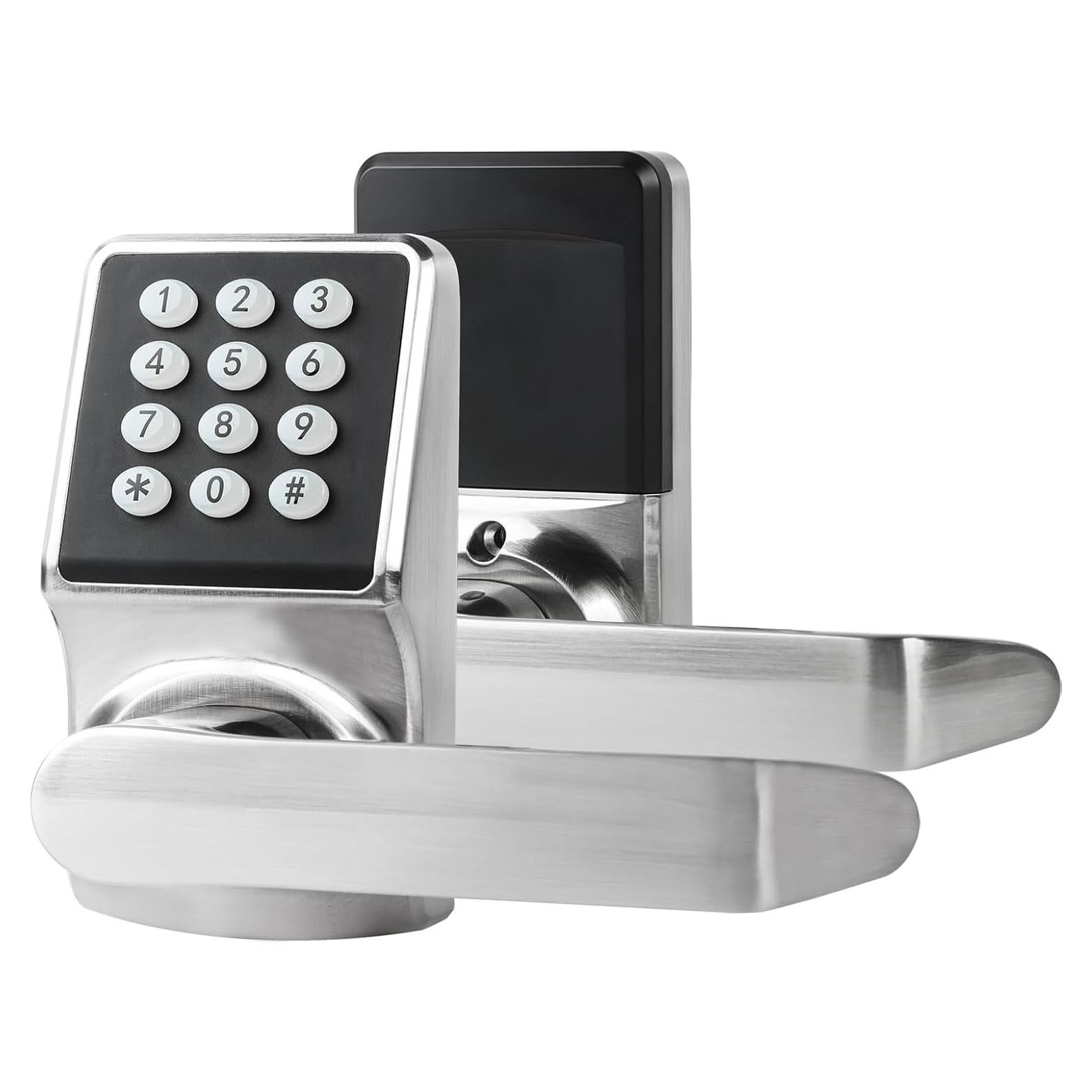 Cerradura Digital Sin Llave ZEVAWAY Serie EO1 Niquel Satinado