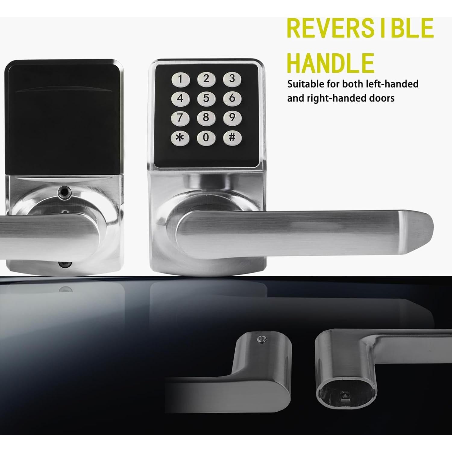 Cerradura Digital Sin Llave ZEVAWAY Serie EO1 Niquel Satinado