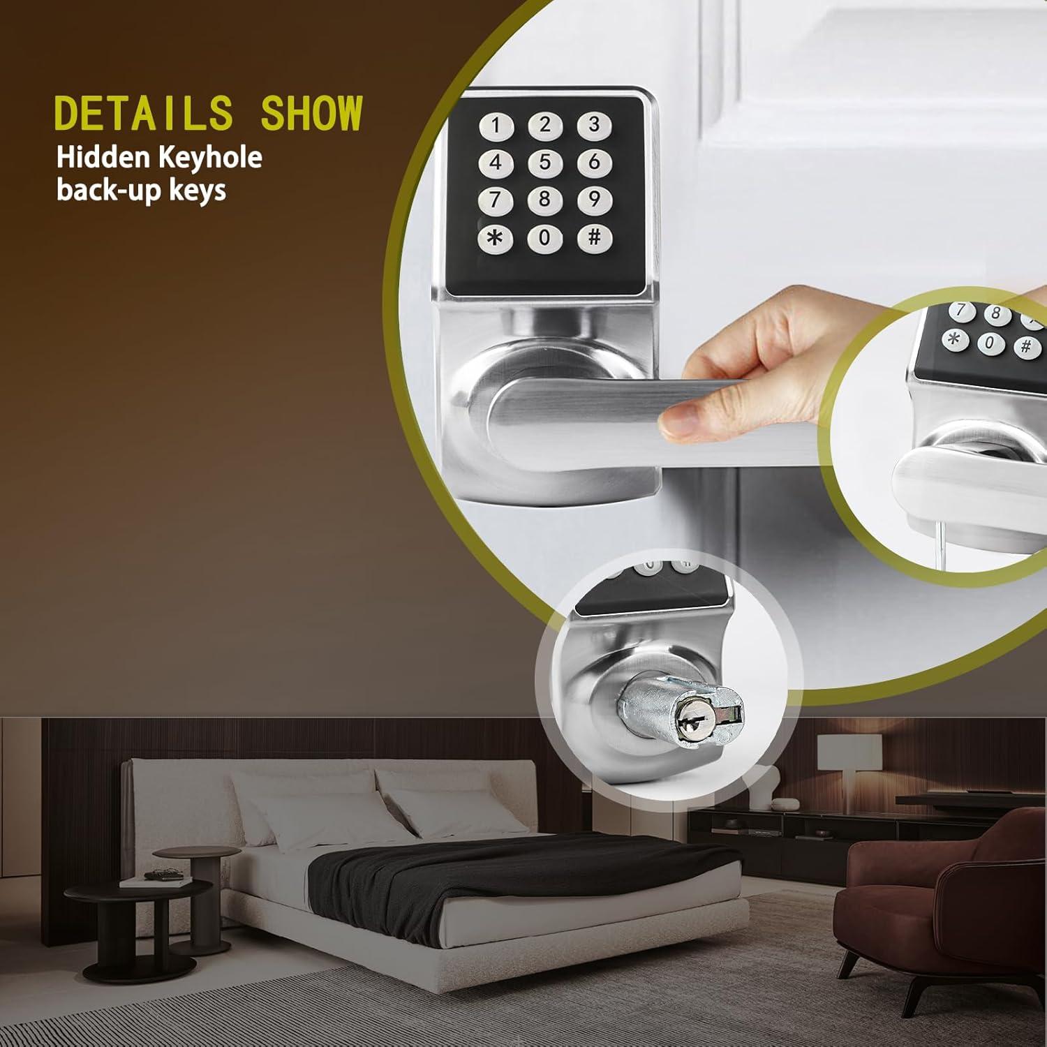 Cerradura Digital Sin Llave ZEVAWAY Serie EO1 Niquel Satinado