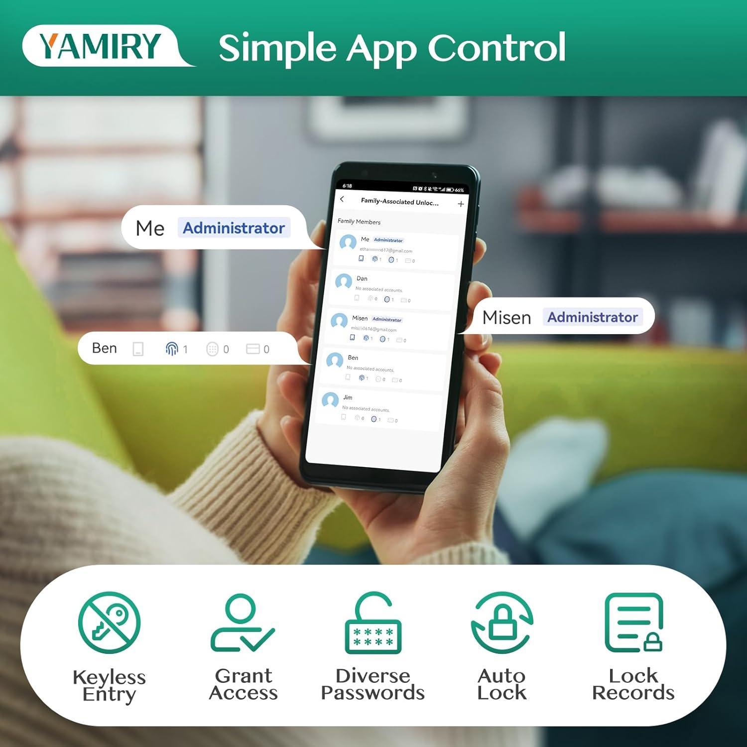 Cerradura Inteligente Yamiry YR02 con Teclado y Huella Dactilar