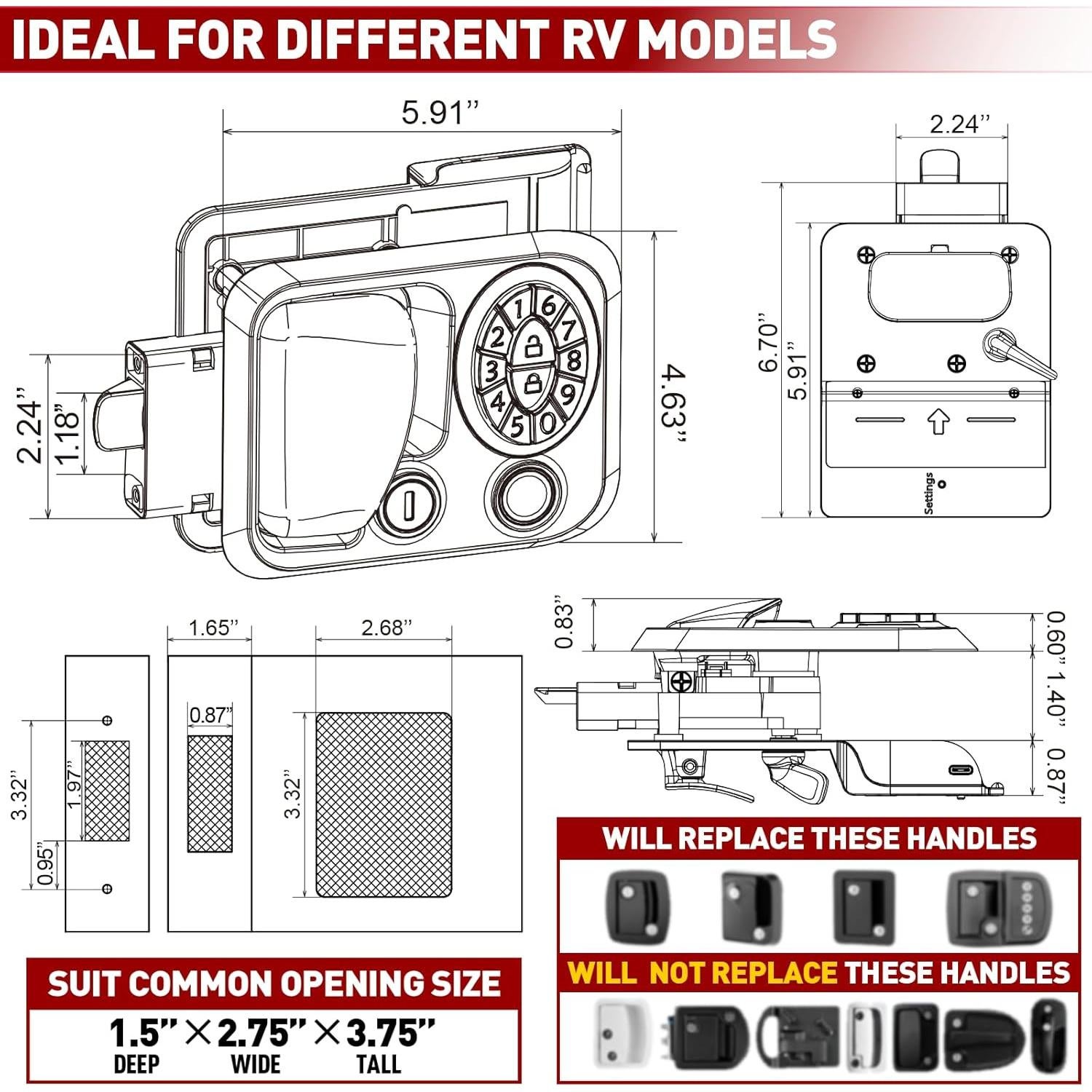 Cerradura biométrica XPORTION para RV con 4 métodos de desbloqueo