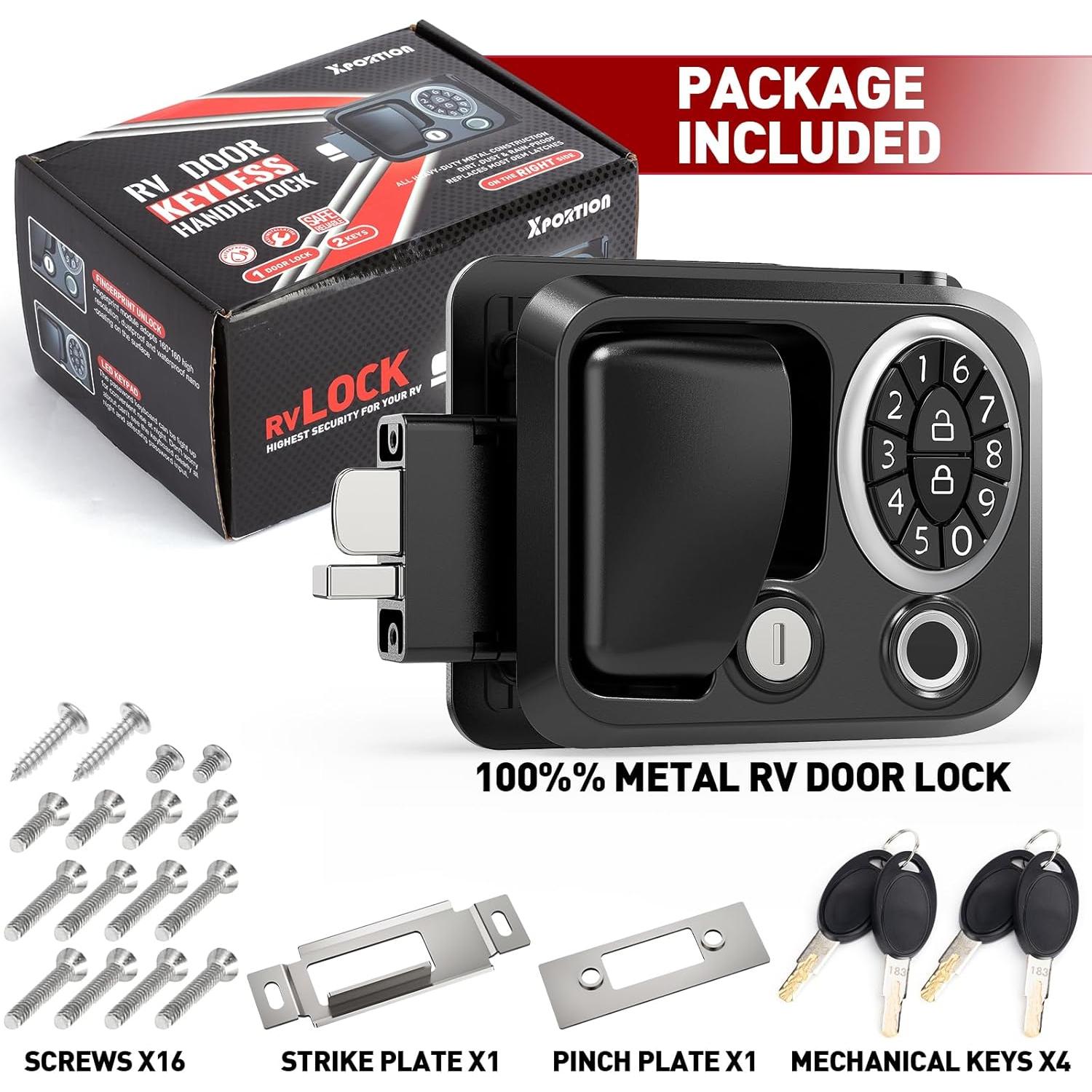 Cerradura biométrica XPORTION para RV con 4 métodos de desbloqueo
