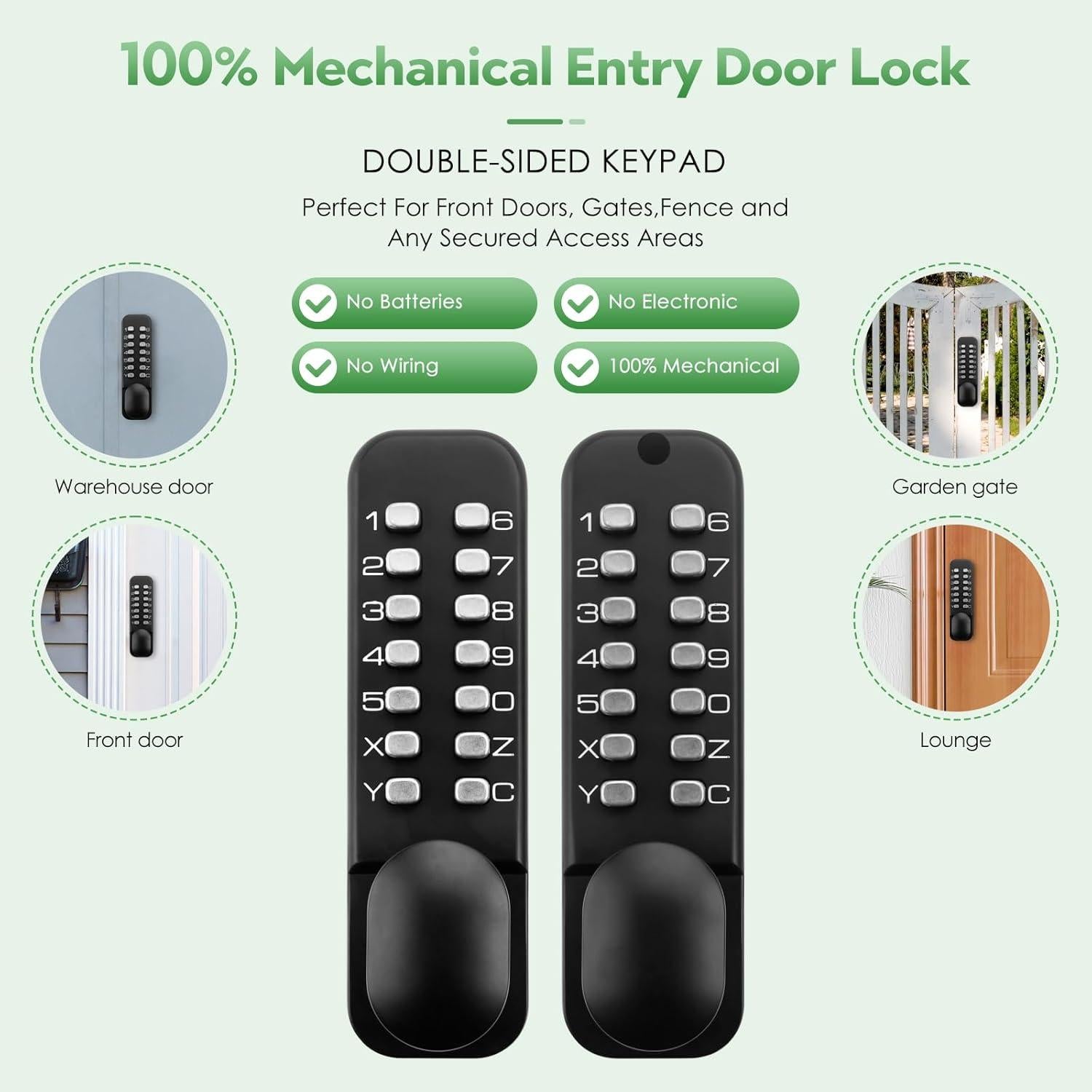 Cerradura de Entrada Sin Llave Mecánica ANNFUZ con Teclado Doble Lado