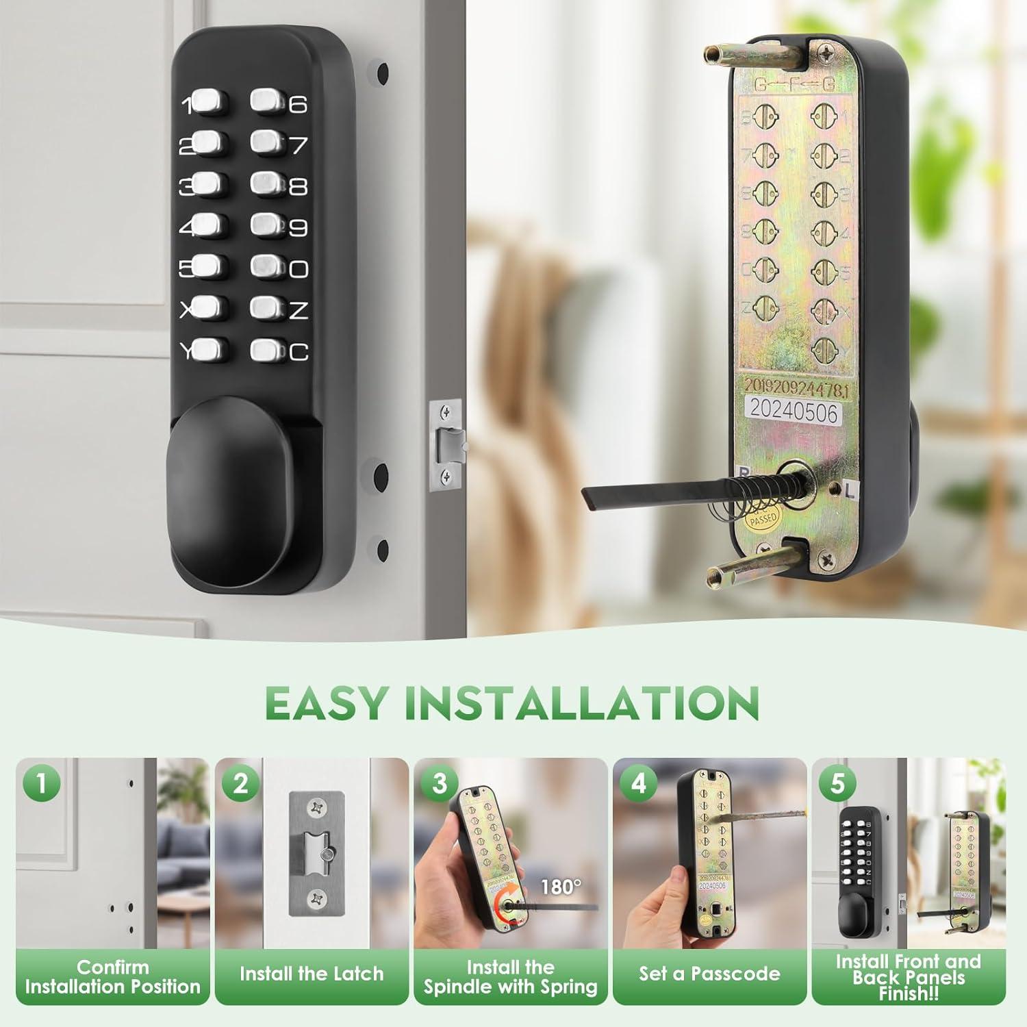 Cerradura de Entrada Sin Llave Mecánica ANNFUZ con Teclado Doble Lado