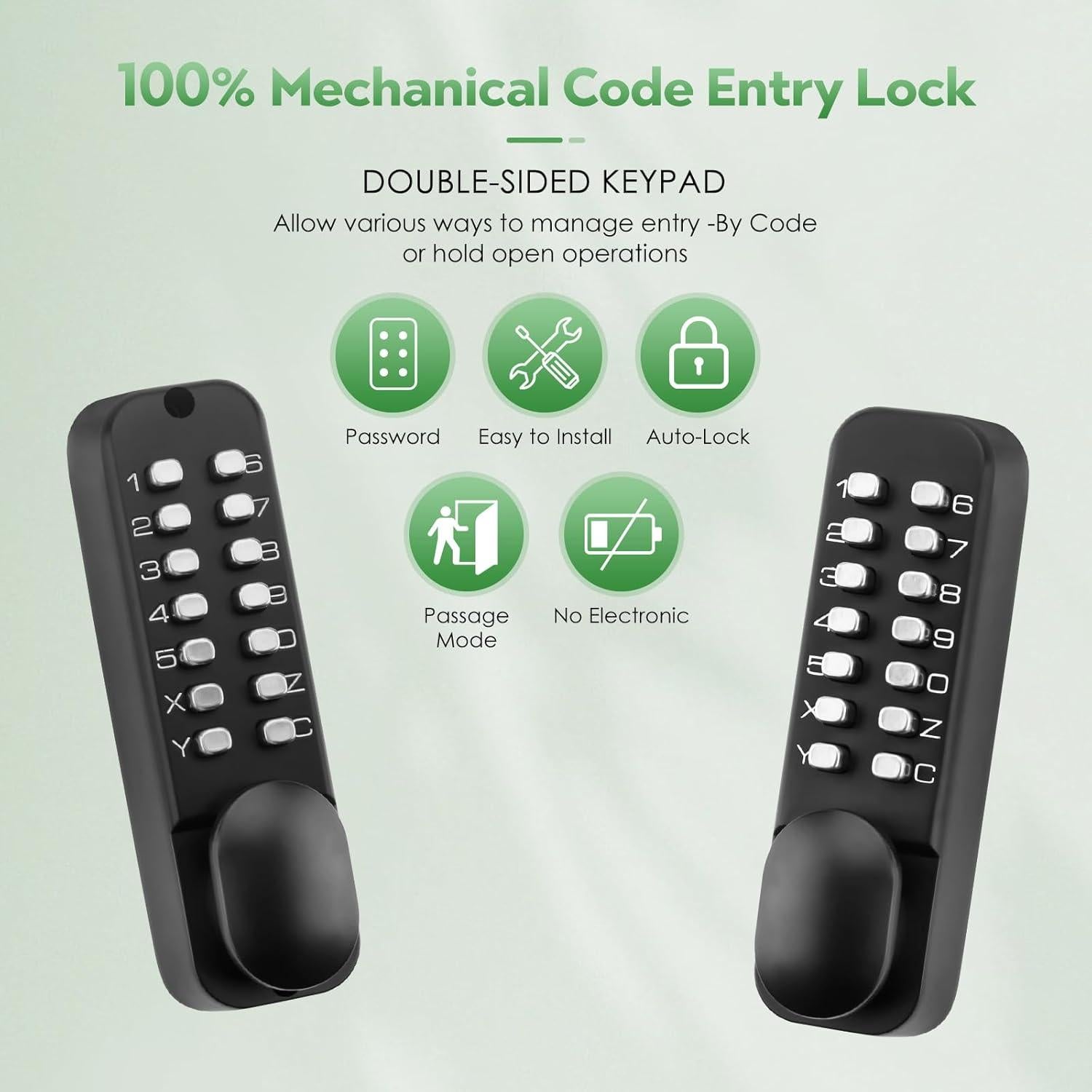 Cerradura de Entrada Sin Llave Mecánica ANNFUZ con Teclado Doble Lado