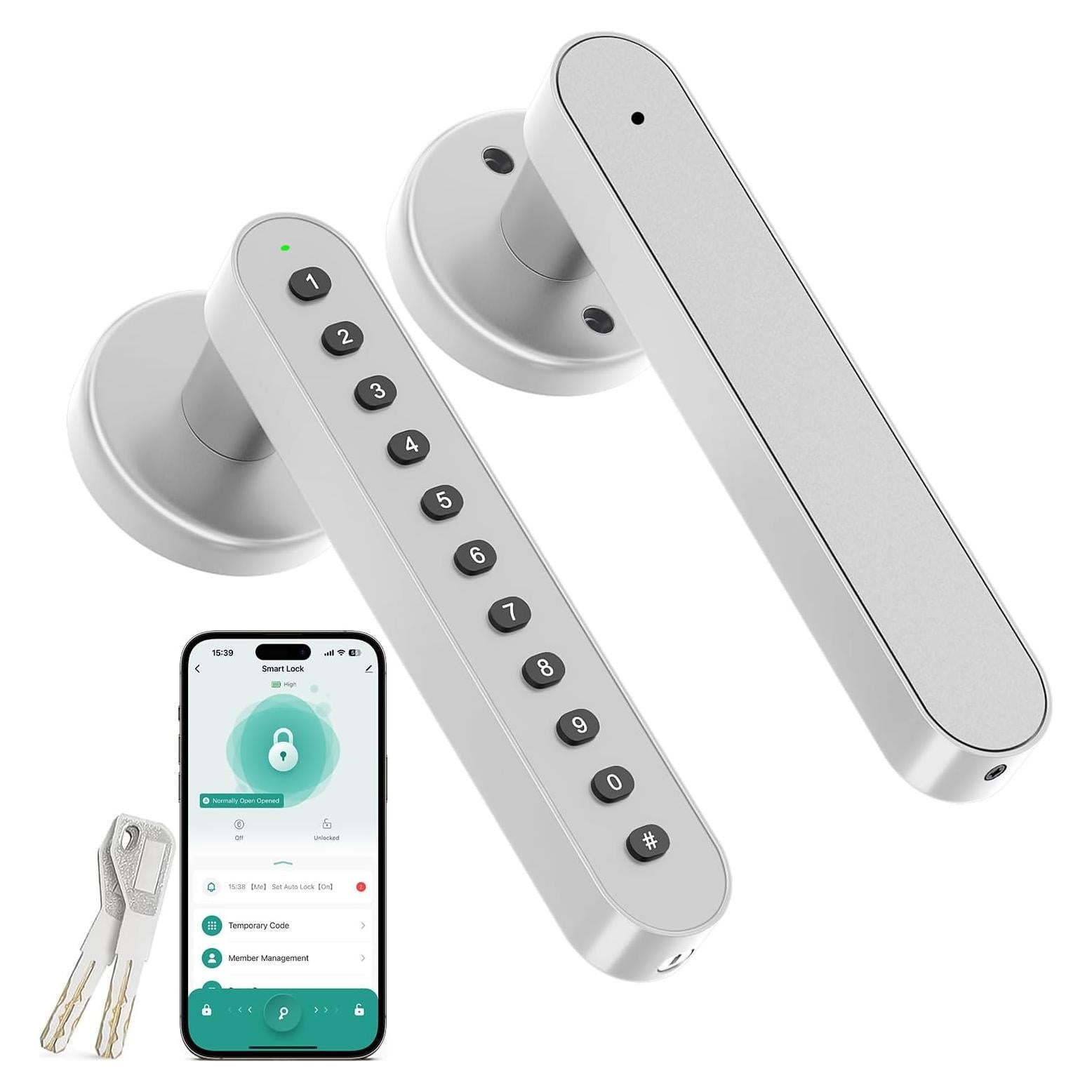 Cerradura de Puerta Inteligente HEIXOS S01 Teclado Plata 3 en 1