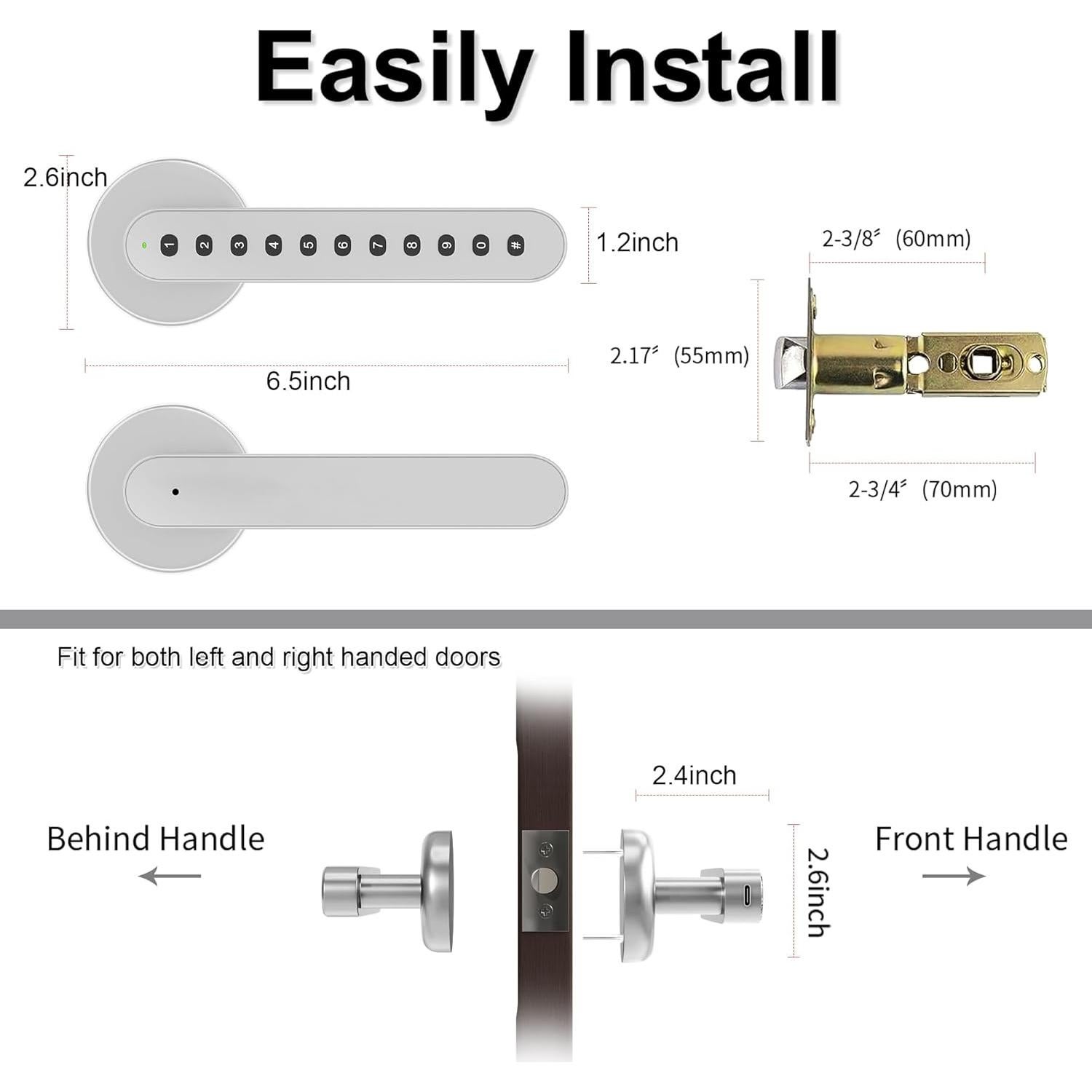 Cerradura de Puerta Inteligente HEIXOS S01 Teclado Plata 3 en 1
