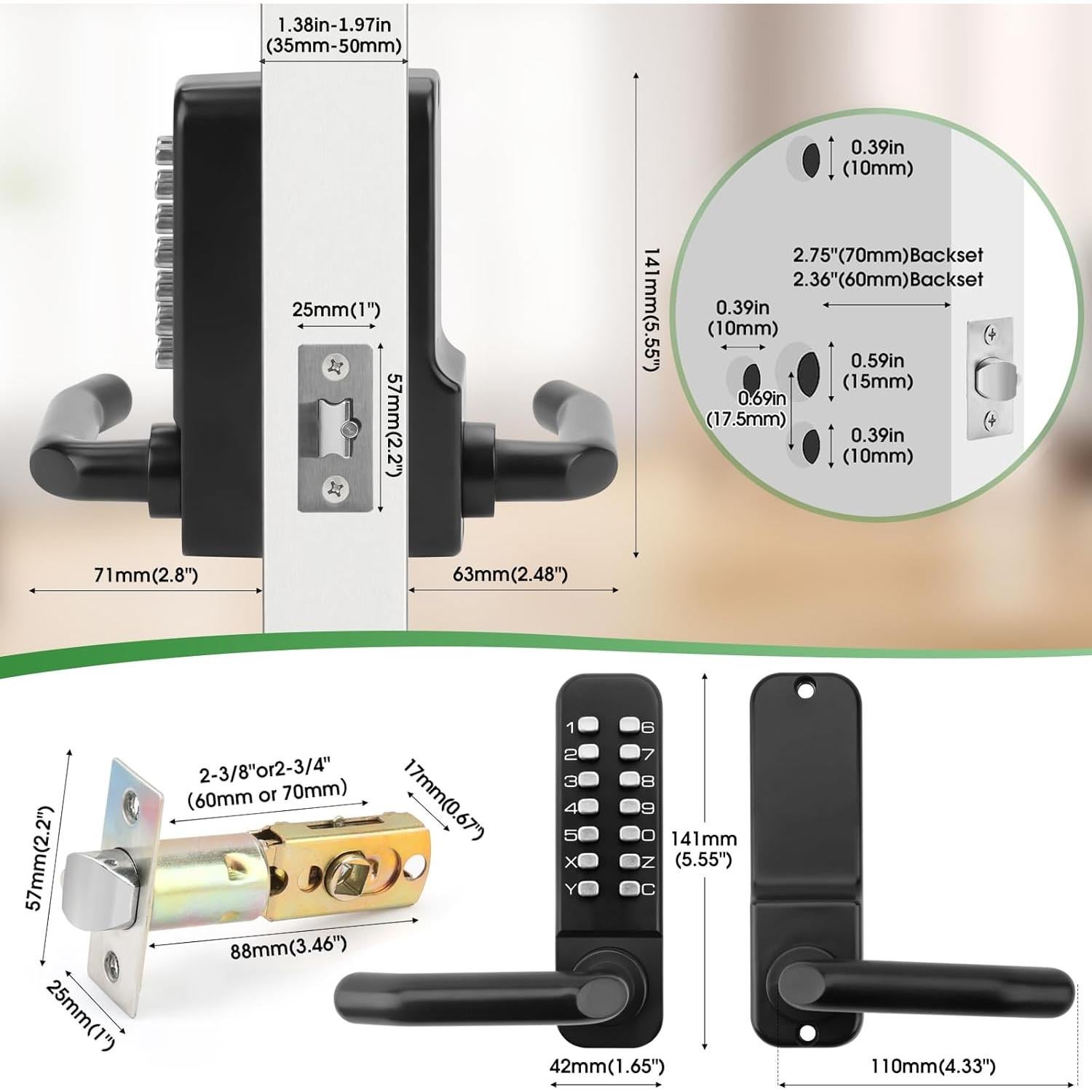 Cerradura de puerta mecánica sin llave ANNFUZ con teclado