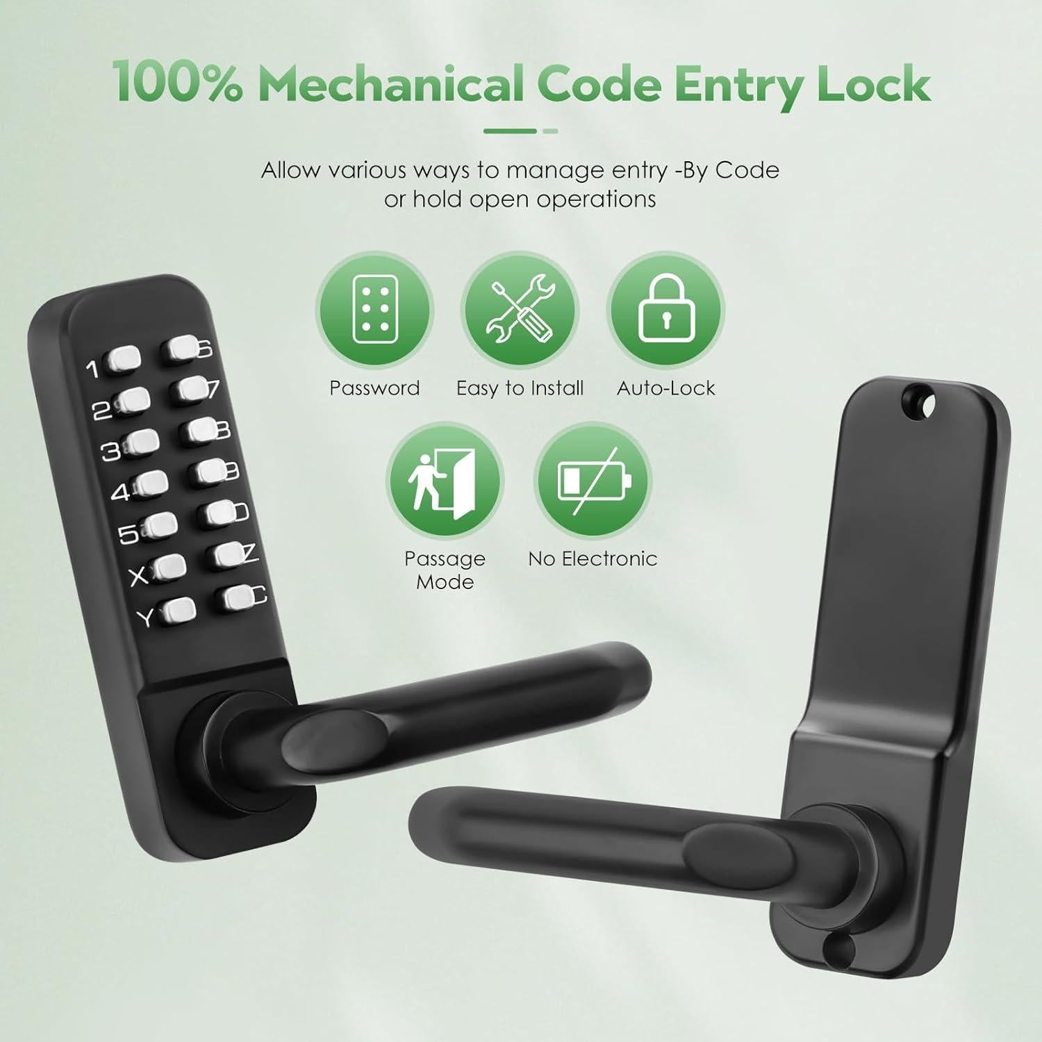 Cerradura de puerta mecánica sin llave ANNFUZ con teclado