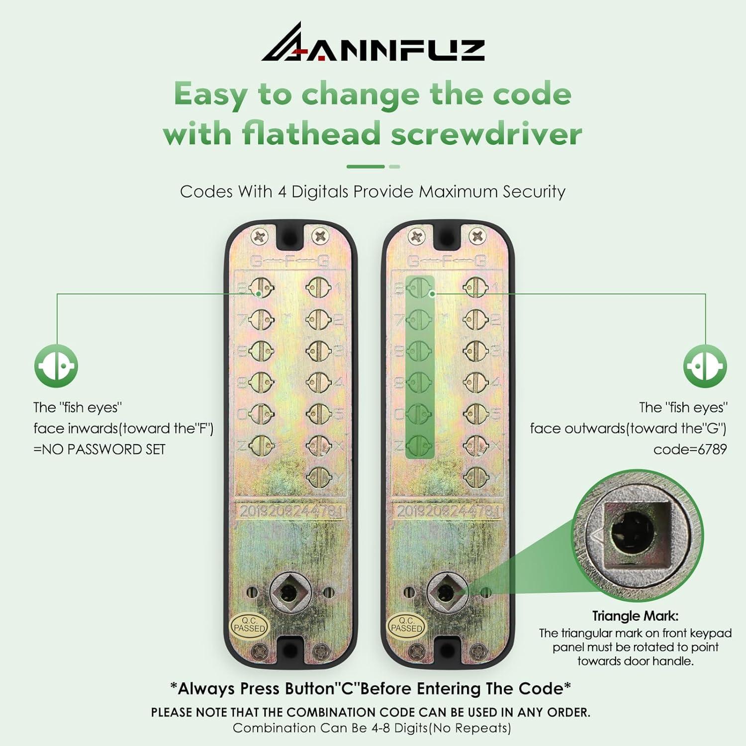 Cerradura de puerta mecánica sin llave ANNFUZ con teclado