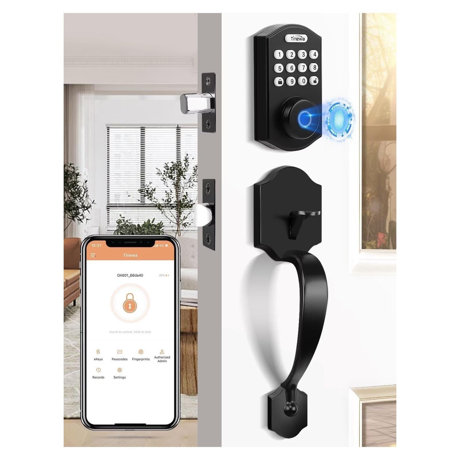 Cerradura de Puerta Biométrica Tinewa DLE601 con Manijas