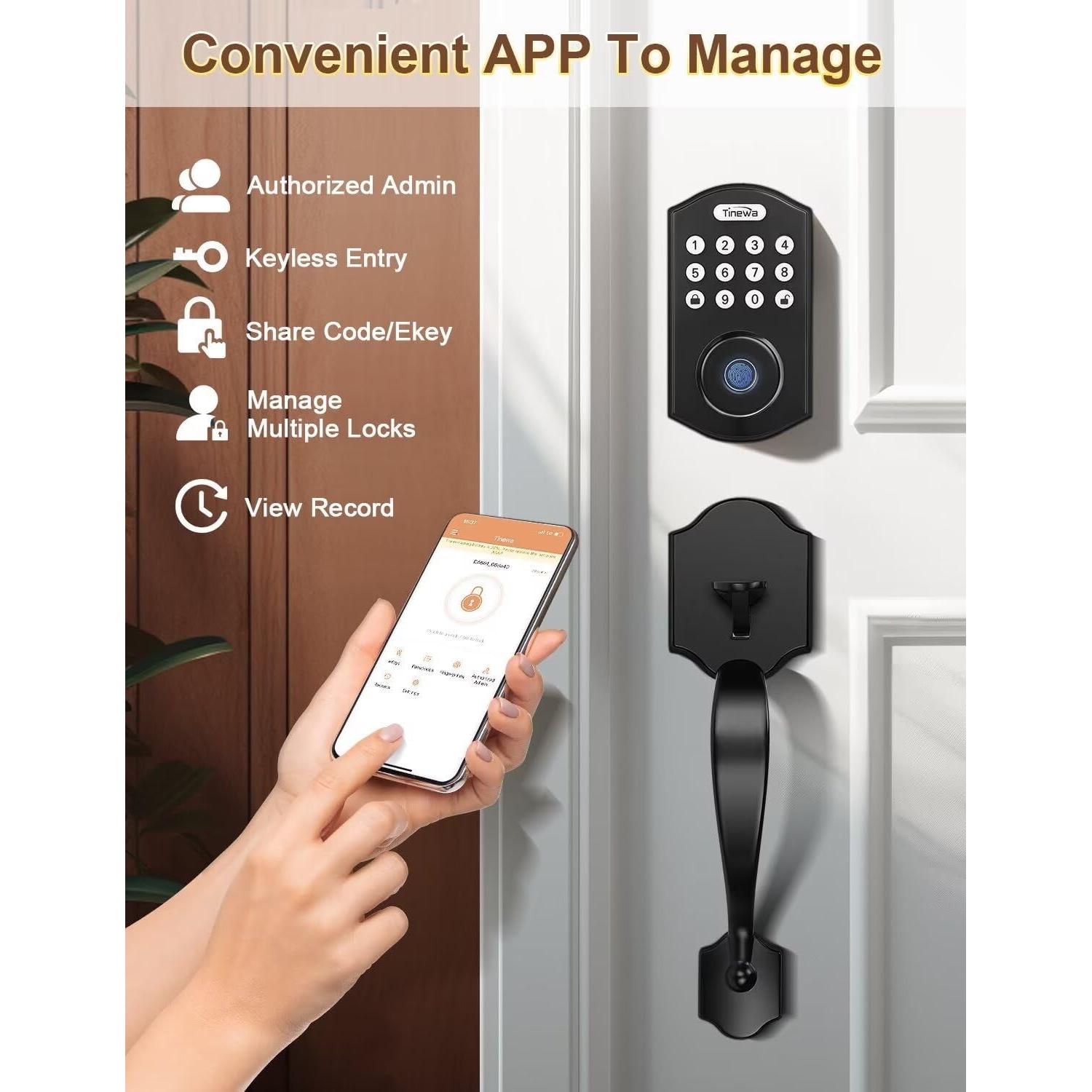 Cerradura de Puerta Biométrica Tinewa DLE601 con Manijas