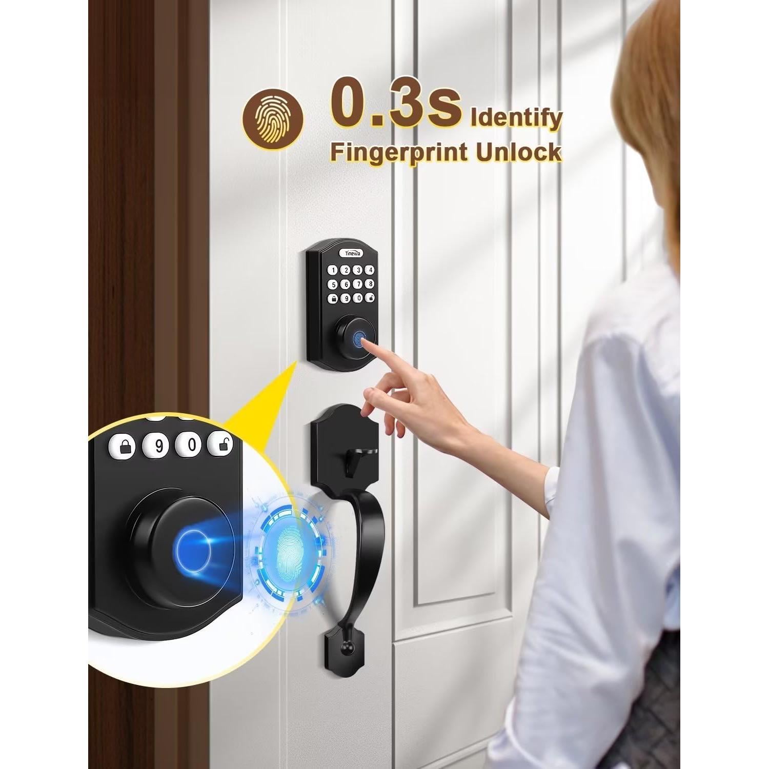 Cerradura de Puerta Biométrica Tinewa DLE601 con Manijas