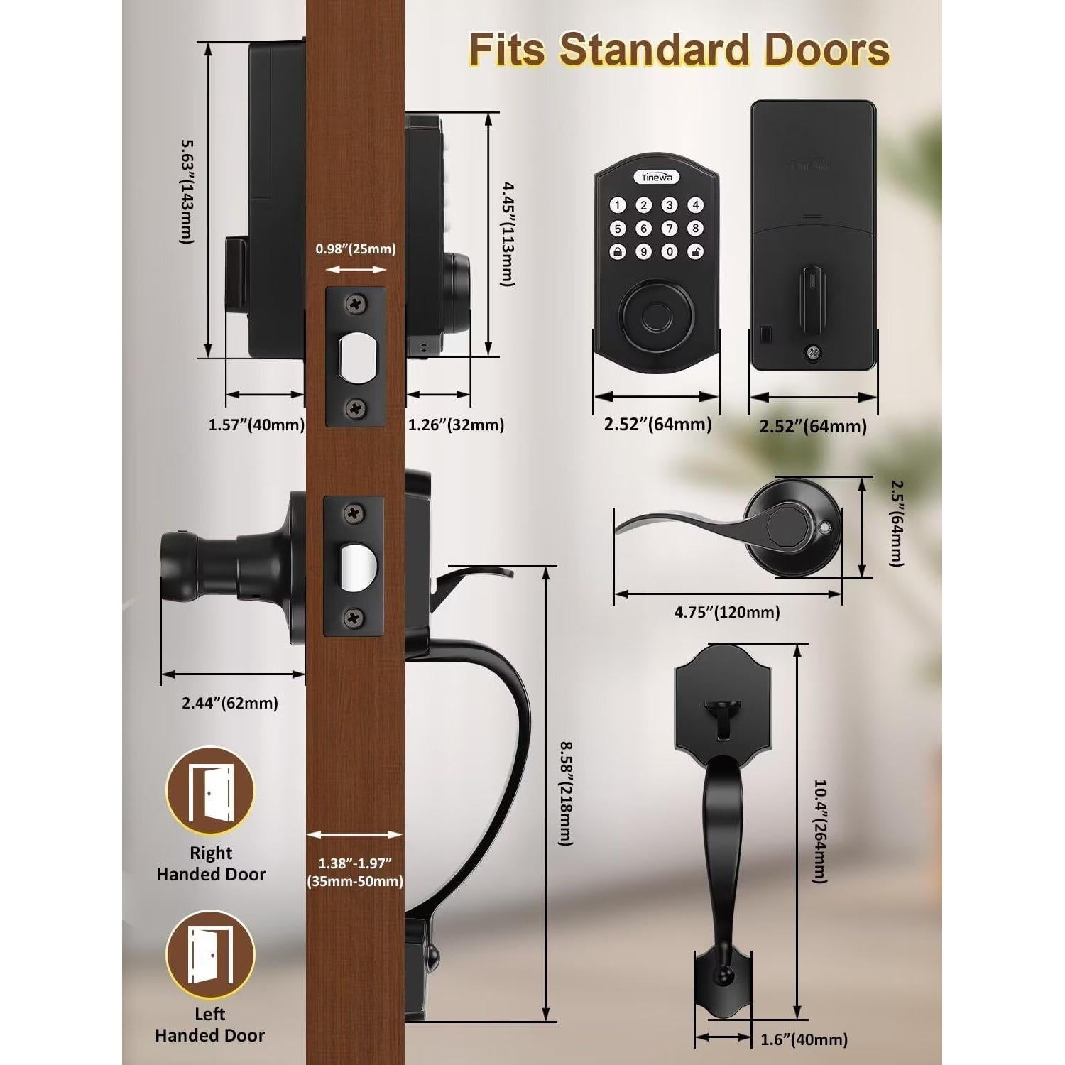 Cerradura de Puerta Biométrica Tinewa DLE601 con Manijas