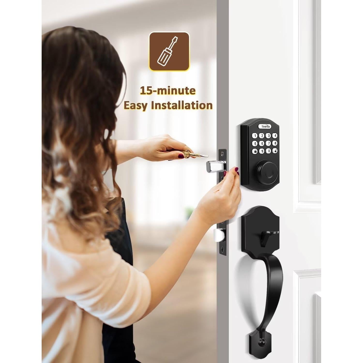 Cerradura de Puerta Biométrica Tinewa DLE601 con Manijas