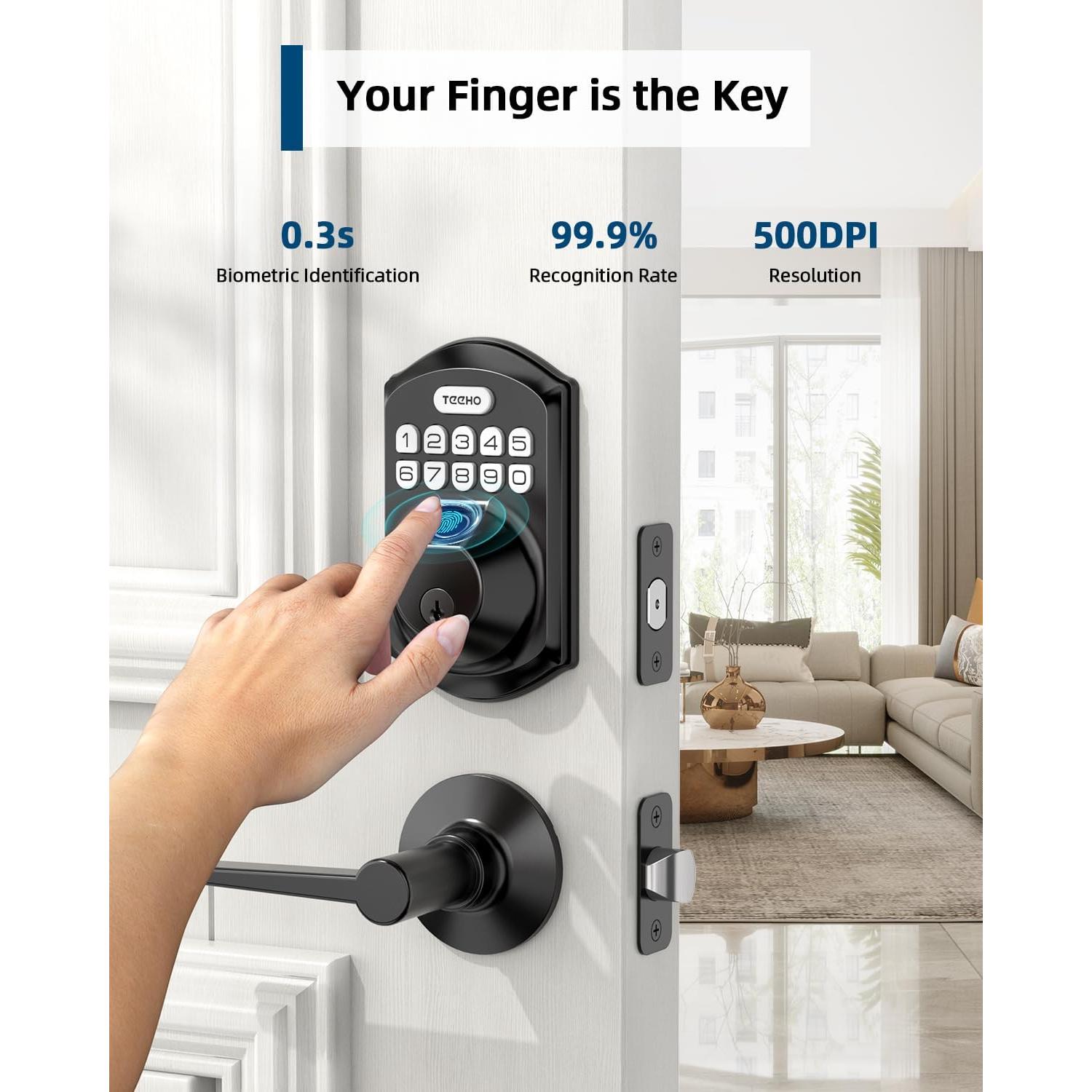 Cerradura de Puerta TEEHO TE002L Biométrica con 2 Manijas