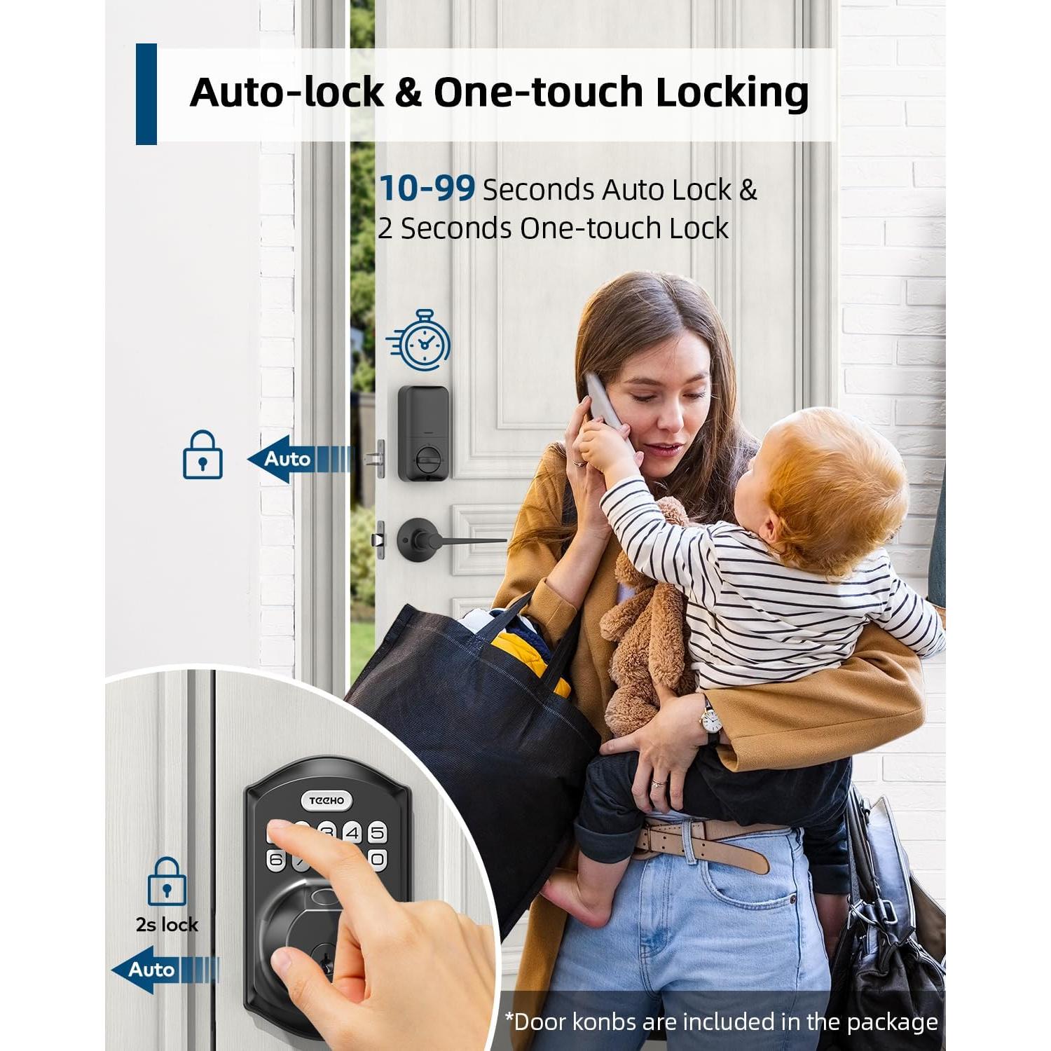 Cerradura de Puerta TEEHO TE002L Biométrica con 2 Manijas